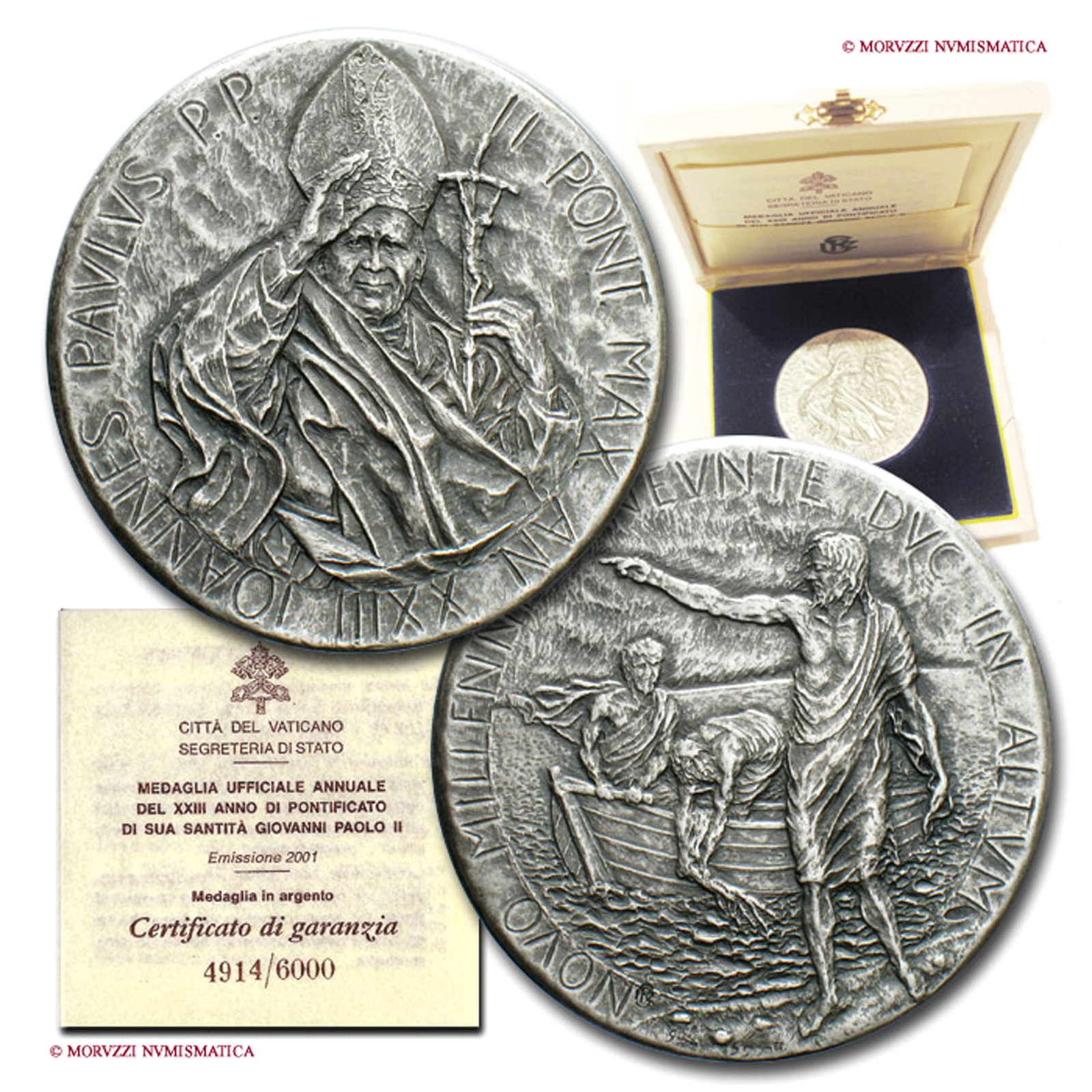 Città del Vaticano, GIOVANNI PAOLO II, Wojtyla, MEDAGLIA ANNUALE, 2001 A. XXIII | Moruzzi Numismatica