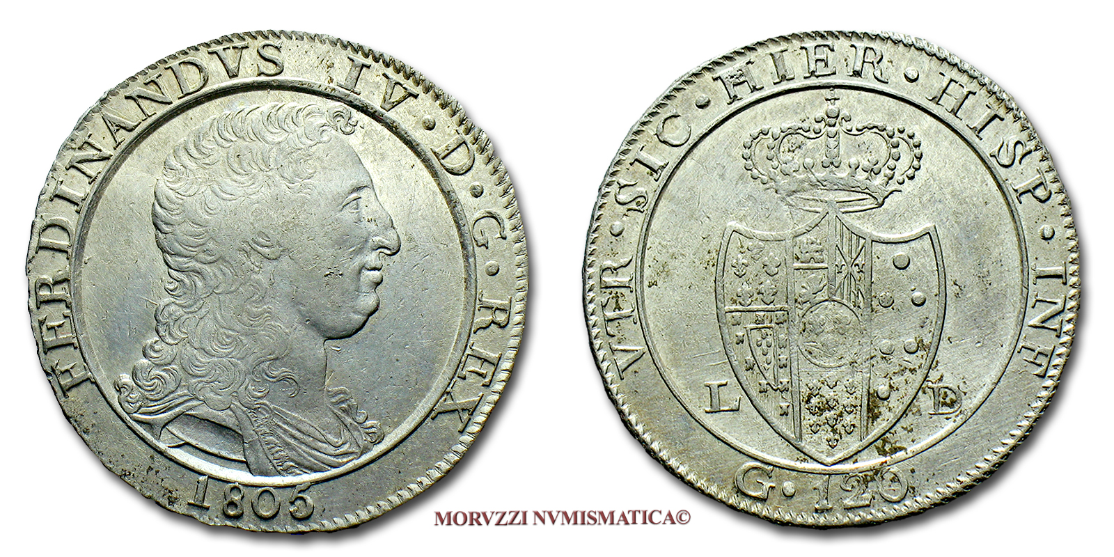 Regno di Napoli, FERDINANDO IV DI BORBONE, 1759-1816, GRANA 120, 1805 | Moruzzi Numismatica