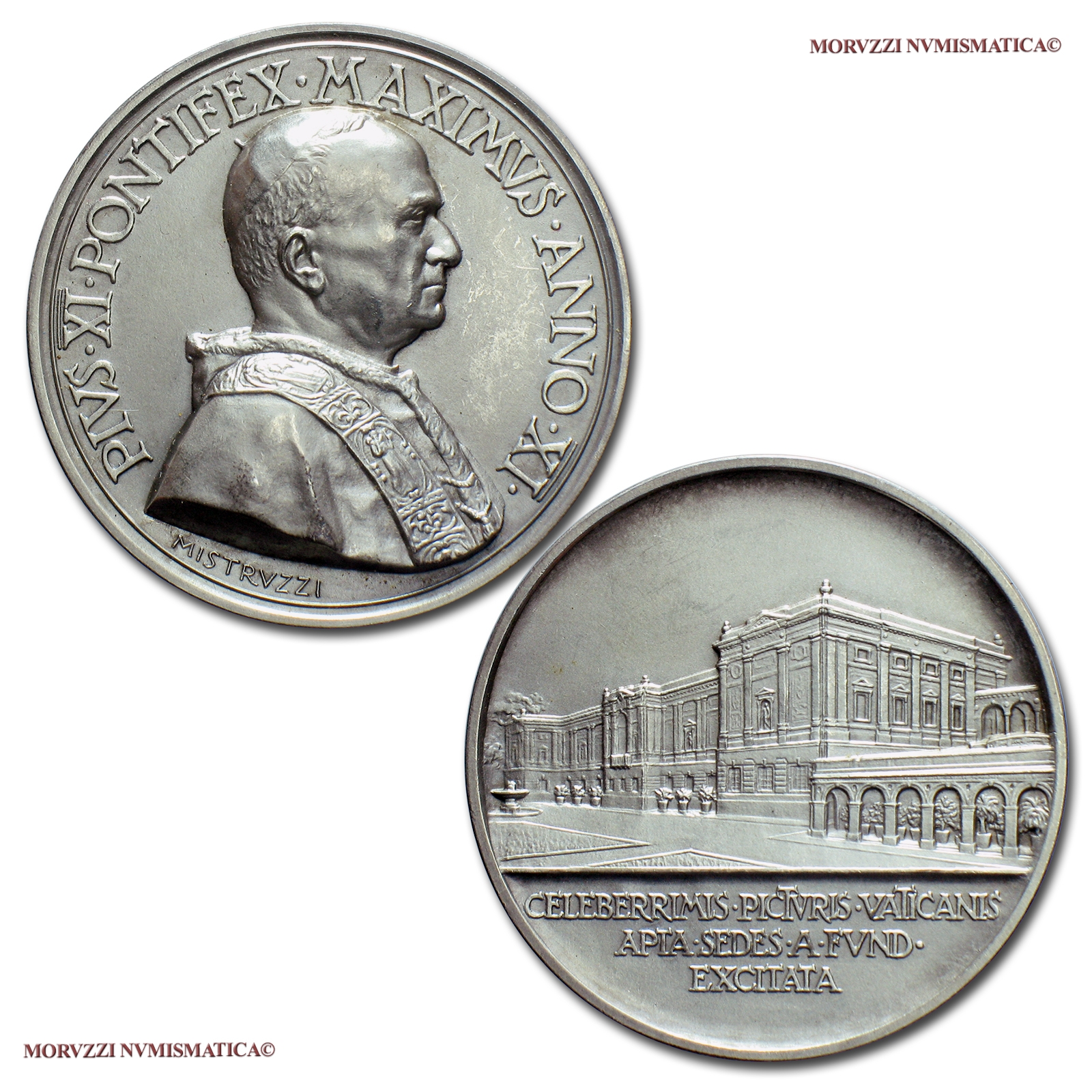 Città del Vaticano, PIO XI, MEDAGLIA ANNUALE IN ARGENTO, Anno XI, La nuova Pinacoteca Vaticana, Opus Mistruzzi, FDC, (Bartolotti 932) / Pope Pius XI SILVER MEDAL Papal medals (medaglie papali d'argento) Pius XI. Silbermedaille - Pie XI médaille d'argent | Moruzzi Numismatica