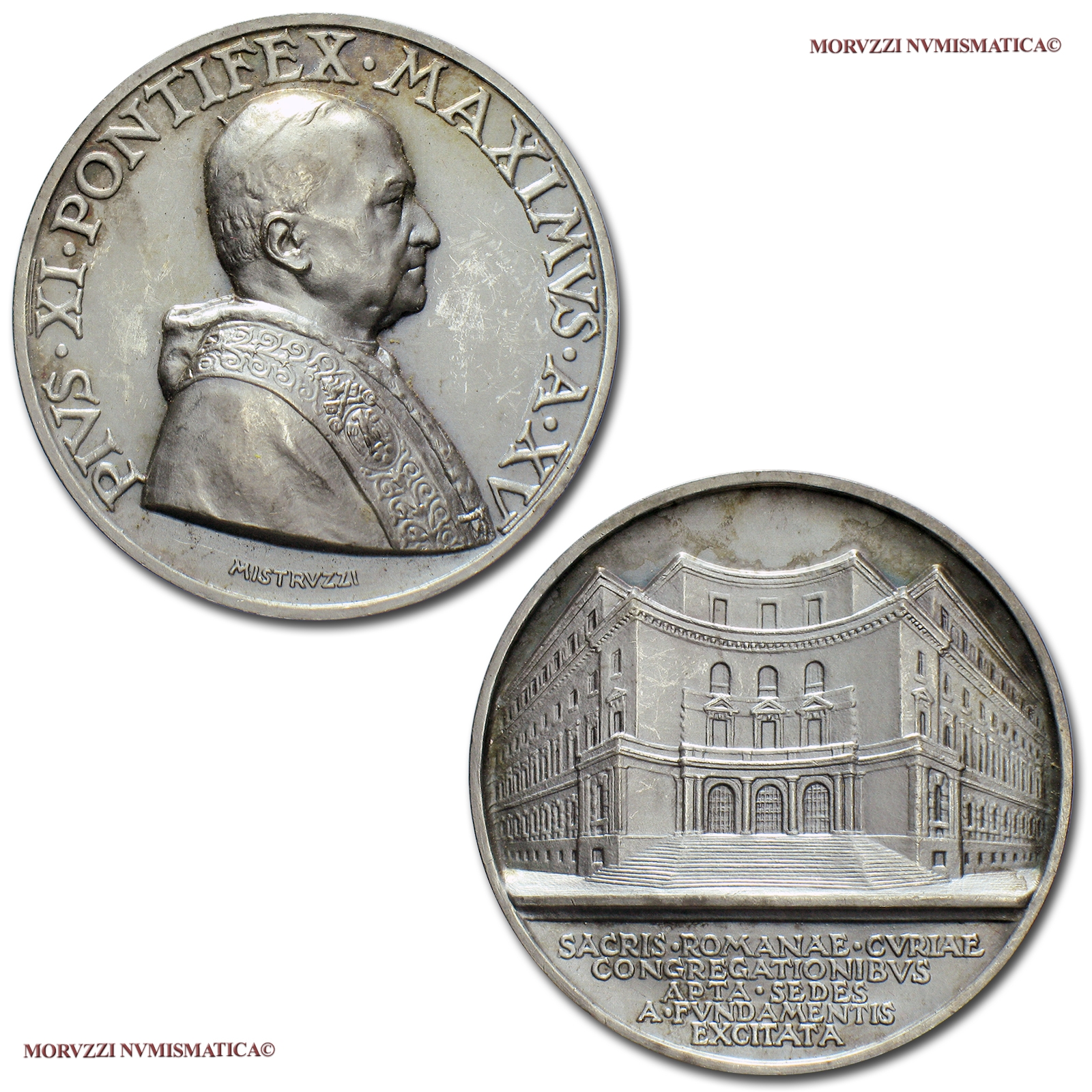 Città del Vaticano, PIO XI, MEDAGLIA ANNUALE IN ARGENTO, 1936 A XV, Nuova Sede della Curia Romana, Opus Mistruzzi, FDC, (Bartolotti 936) / Pius XI SILVER MEDAL Papal medals (medaglie papali d'argento) Silbermedaille - Pie XI | Moruzzi Numismatica