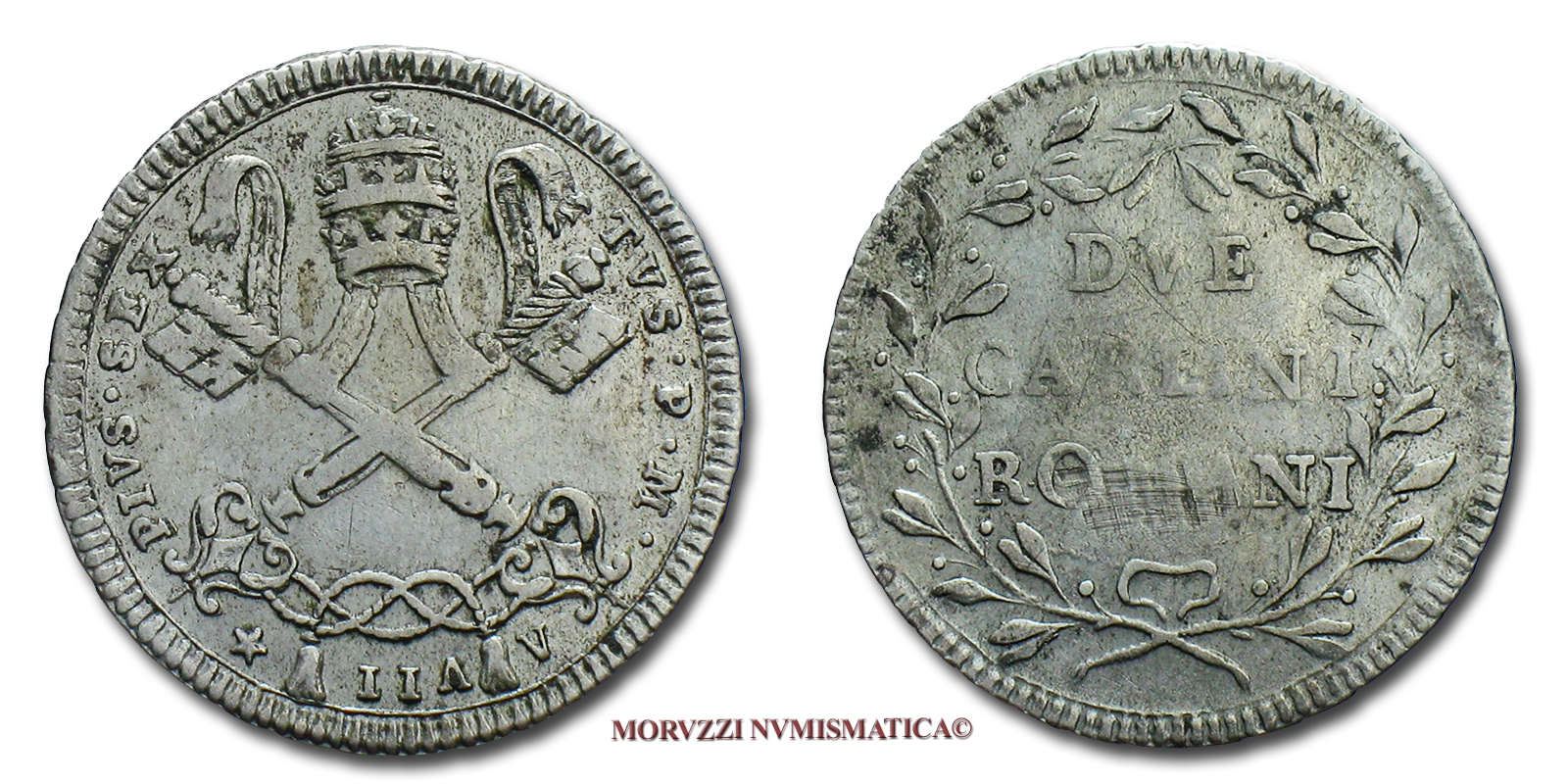 Stato Pontificio, PIO VI, 2 CARLINI, A. VII, (Muntoni 75) | Moruzzi Numismatica