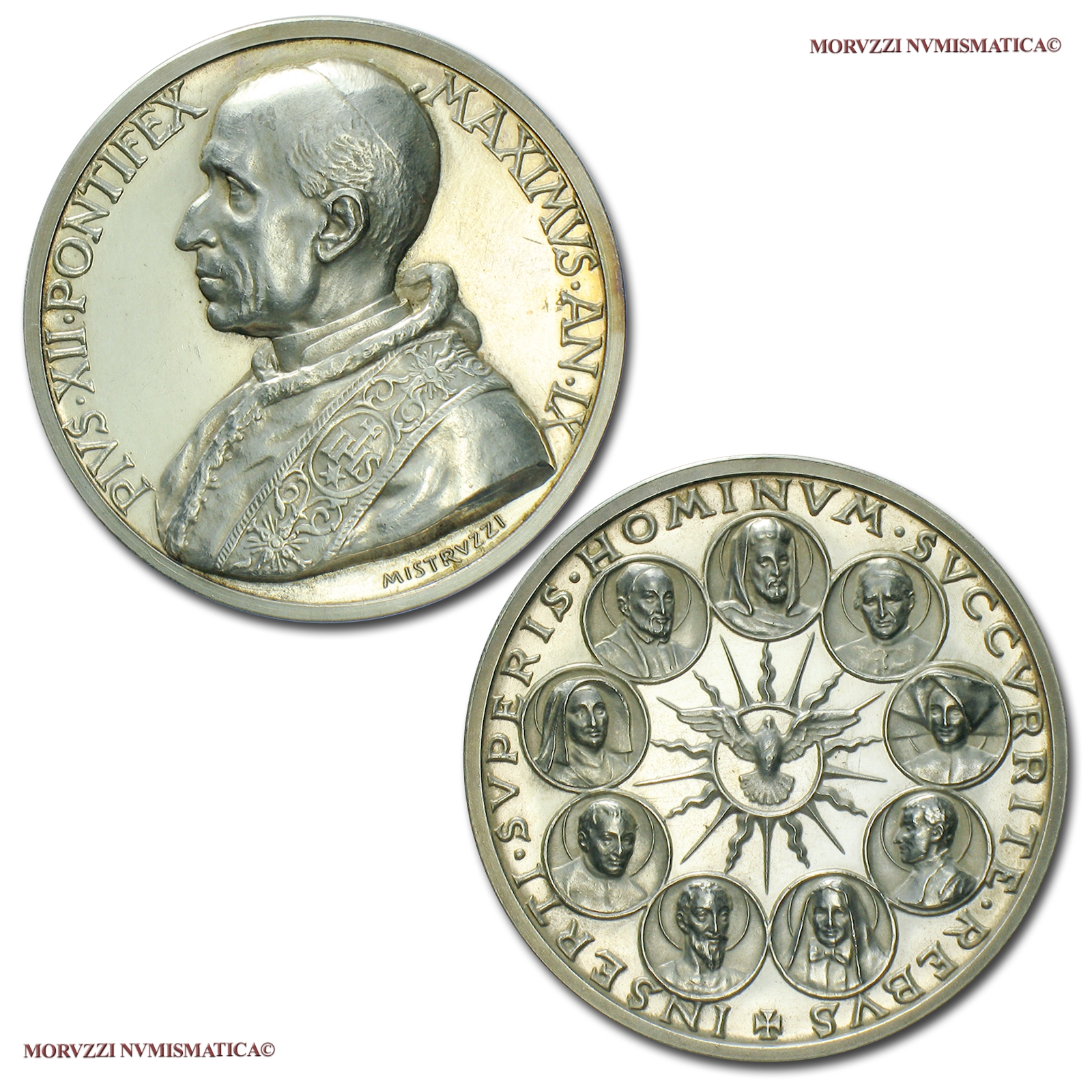 Città del Vaticano, PIO XII, MEDAGLIA IN ARGENTO, 1947 A IX, Canonizzazioni del 1947, Opus Mistruzzi, (Bartolotti 947) | Moruzzi Numismatica
