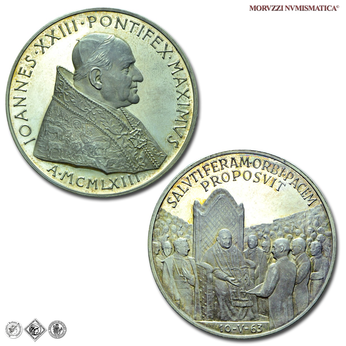 Città del Vaticano, GIOVANNI XXIII, Roncalli, MEDAGLIA STRAORDINARIA IN ARGENTO, 1963, Premio Balzan per la pace, Opus Pietro Giampaoli, FDC, (Modesti 271) / medaglie papali pontificie straordinarie d'argento | Moruzzi Numismatica