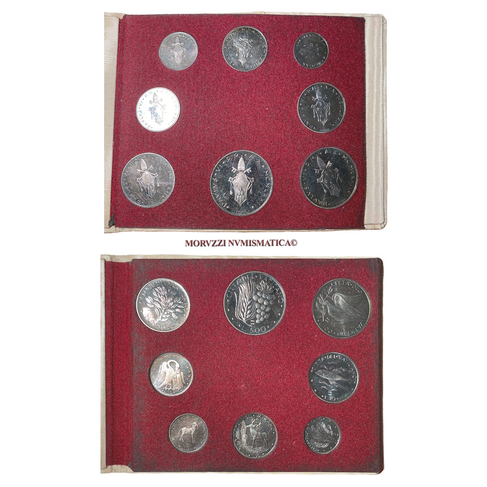 Città del Vaticano, PAOLO VI, SERIE DI PROVA IN ARGENTO DA 8 MONETE, 1972 ANNO X, FDC, (RRR) / Vatican City State Pope Paulus VI Montini SILVER coins (monete papali vaticane d'argento - monete pontificie rare - moneta papale vaticana rara da collezione) | Moruzzi Numismatica