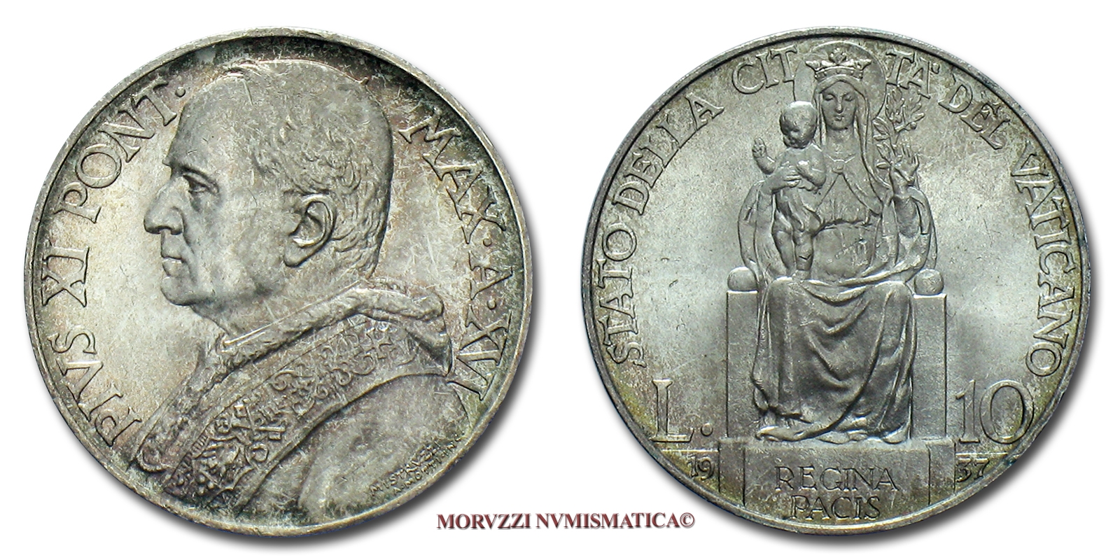 Città del Vaticano, PIO XI, 10 LIRE, 1937, (Pagani 630) | Moruzzi Numismatica