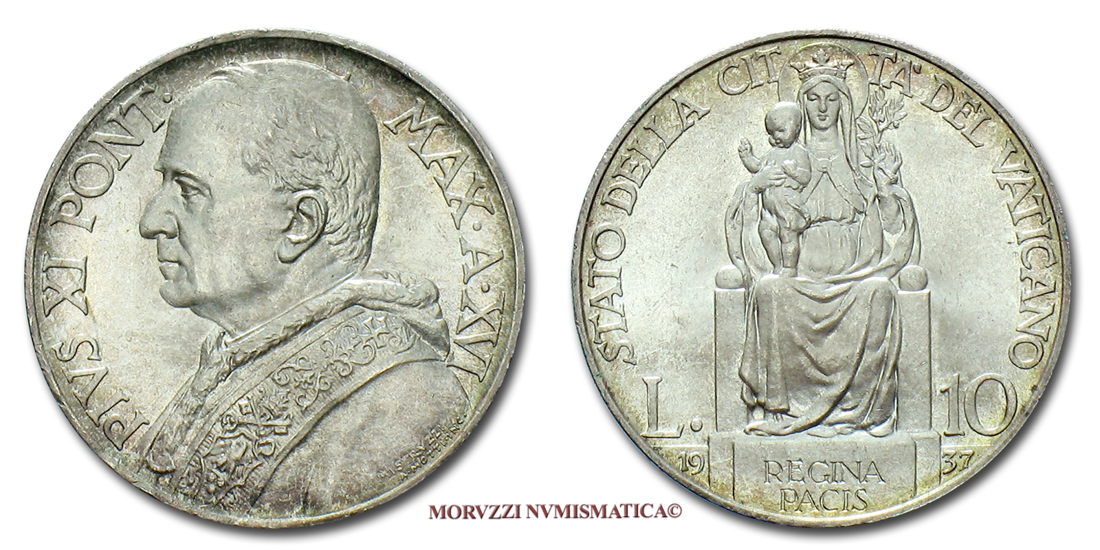 Città del Vaticano, PIO XI, 10 LIRE, 1937, (Pagani 630) | Moruzzi Numismatica
