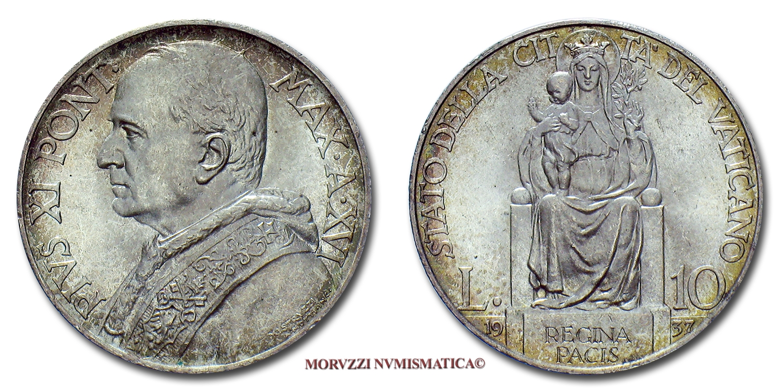 Città del Vaticano, PIO XI, 10 LIRE, 1937, (Pagani 630) | Moruzzi Numismatica