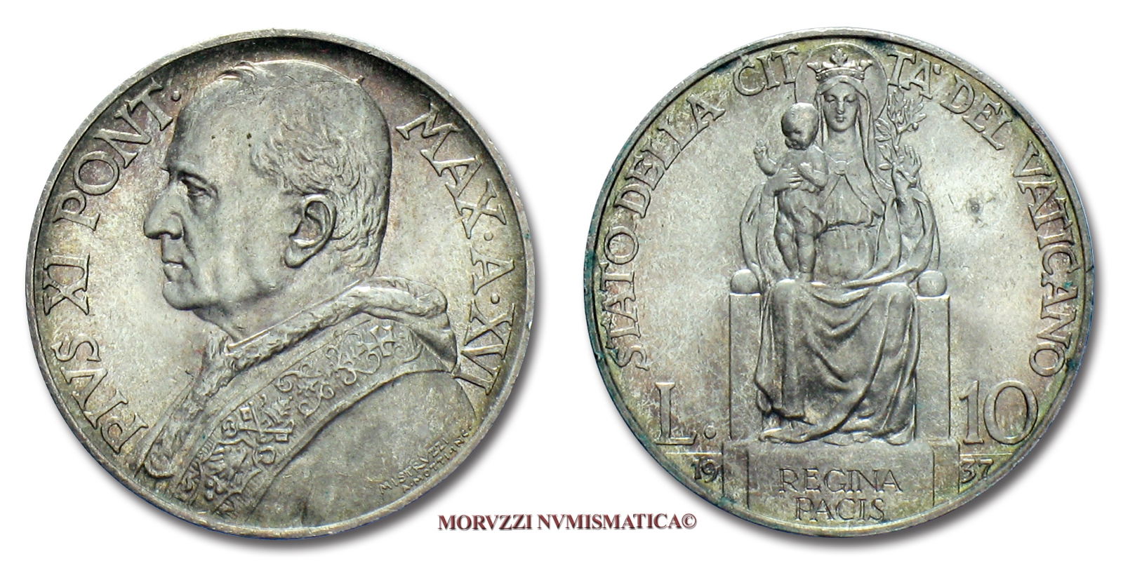 Città del Vaticano, PIO XI, 10 LIRE, 1937, (Pagani 630) | Moruzzi Numismatica