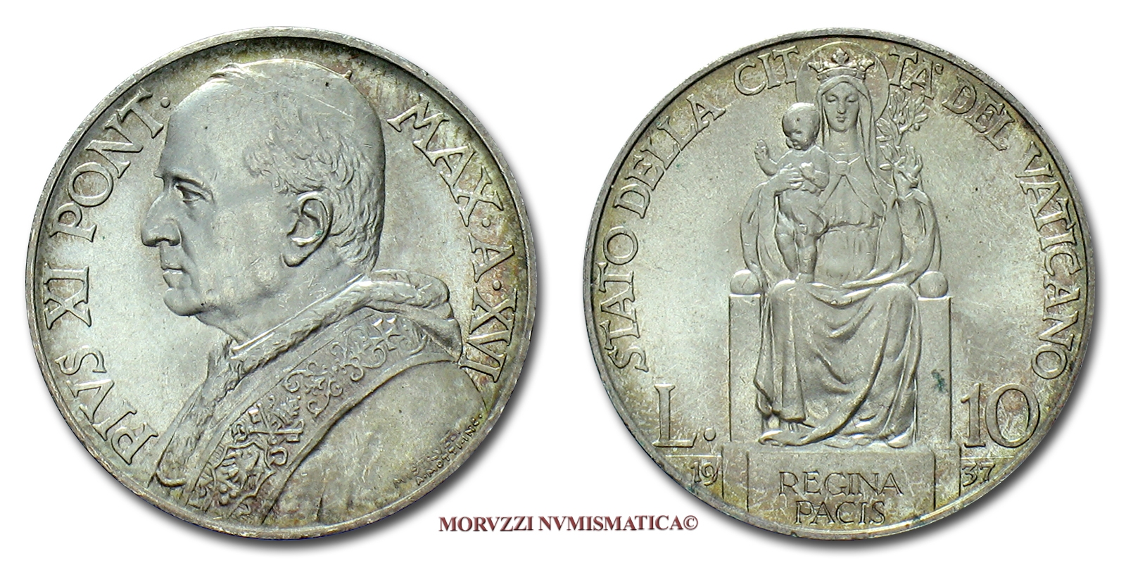 Città del Vaticano, PIO XI, 10 LIRE, 1937, (Pagani 630) | Moruzzi Numismatica