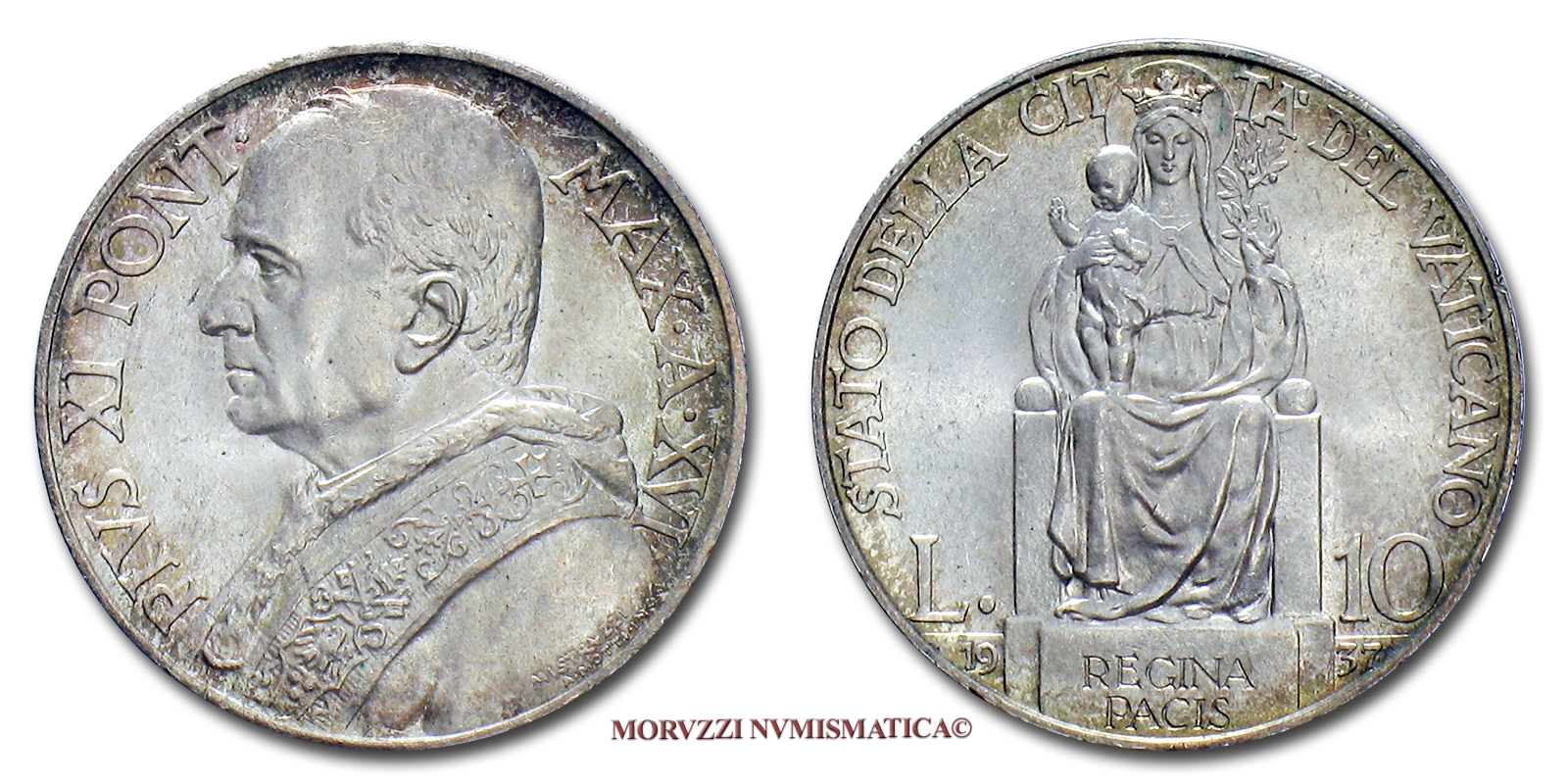 Città del Vaticano, PIO XI, 10 LIRE, 1937, (Pagani 630) | Moruzzi Numismatica