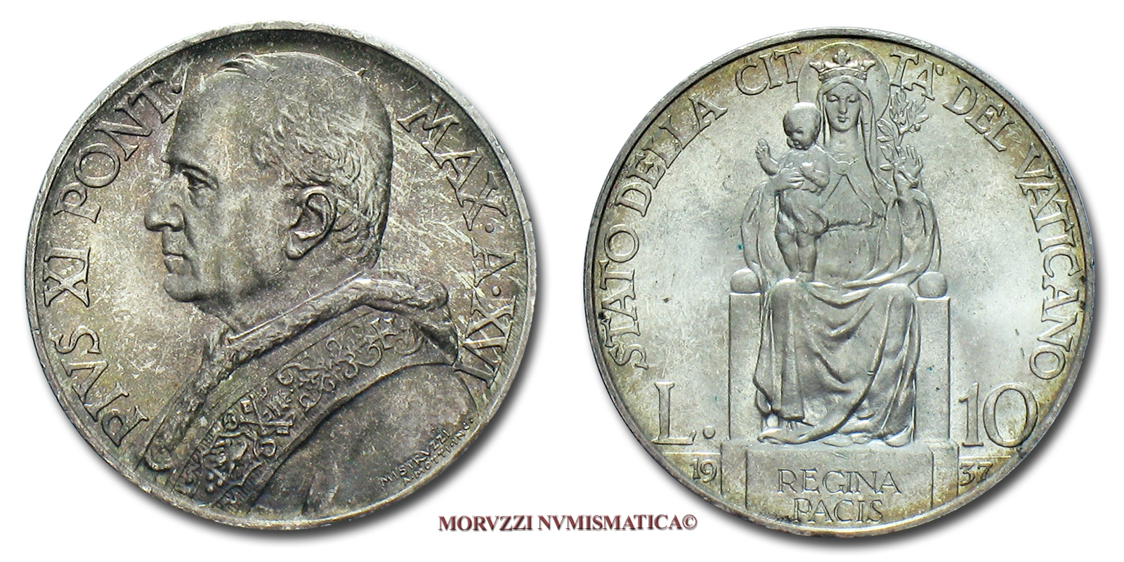 Città del Vaticano, PIO XI, 10 LIRE, 1937, (Pagani 630) | Moruzzi Numismatica