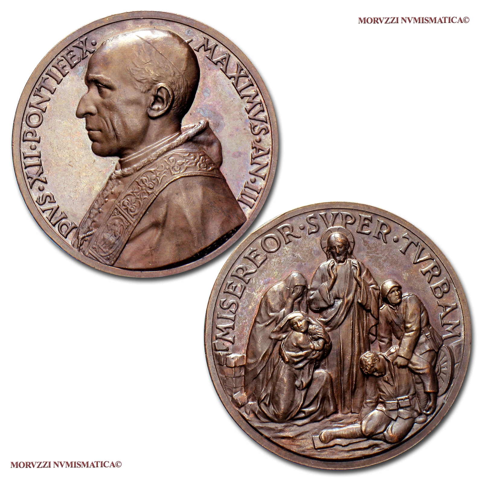 Città del Vaticano, PIO XII, MEDAGLIA IN BRONZO, 1941 A III, Invocazione di pace, Opus Mistruzzi, (Bartolotti 941) | Moruzzi Numismatica