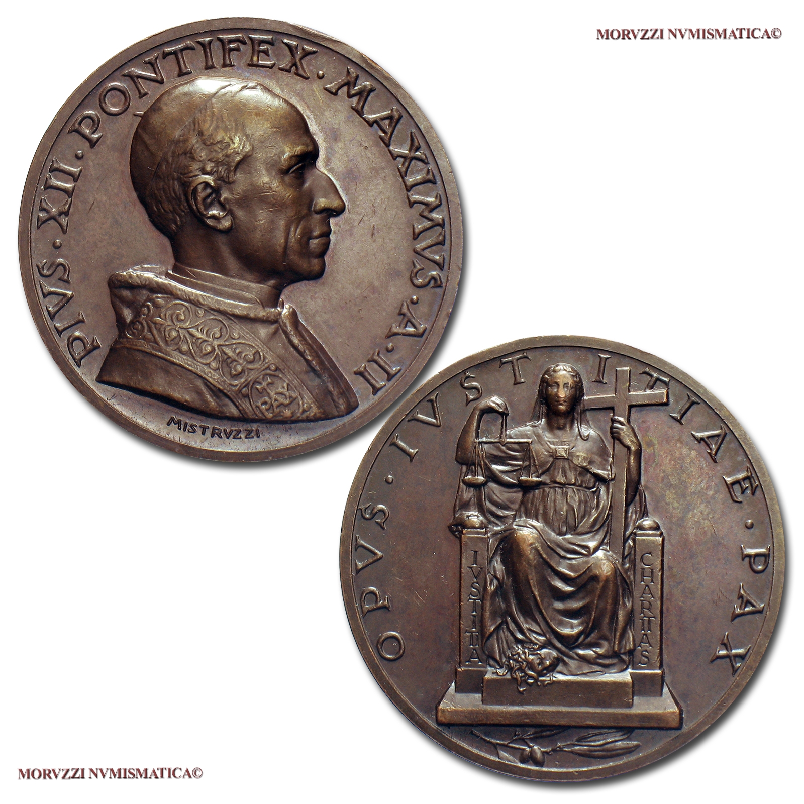 Città del Vaticano, PIO XII, MEDAGLIA BRONZO, 1940 A II, Esortazione alla Pace, (Bartolotti 940) | Moruzzi Numismatica