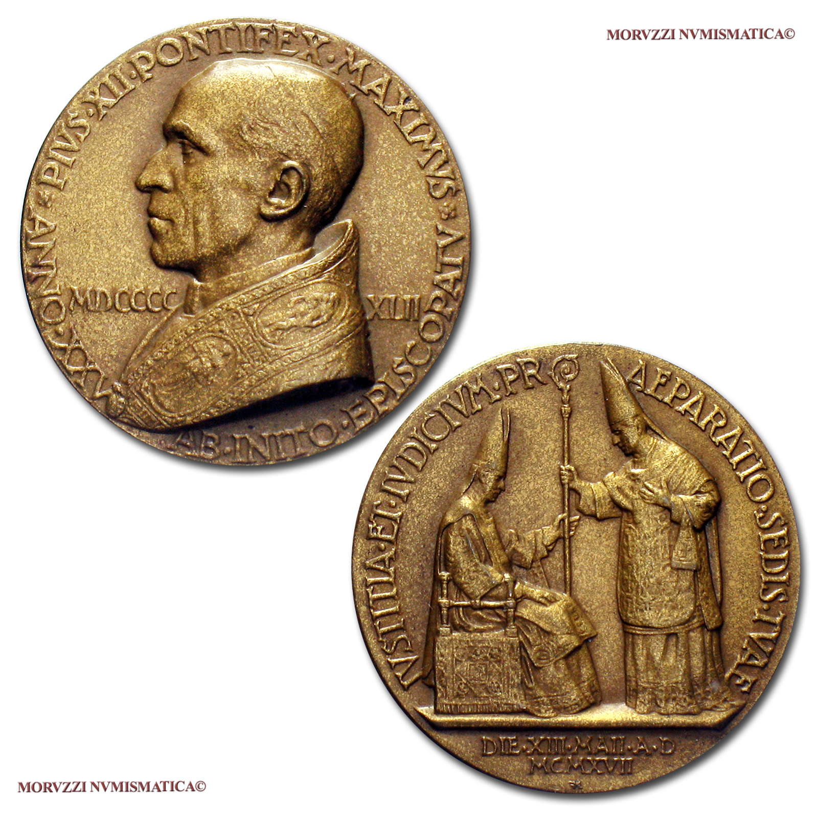 Città del Vaticano, PIO XII, MEDAGLIA STRAORDINARIA BRONZO, 1942, Consacrazione di Papa Pacelli, (Modesti 30) | Moruzzi Numismatica