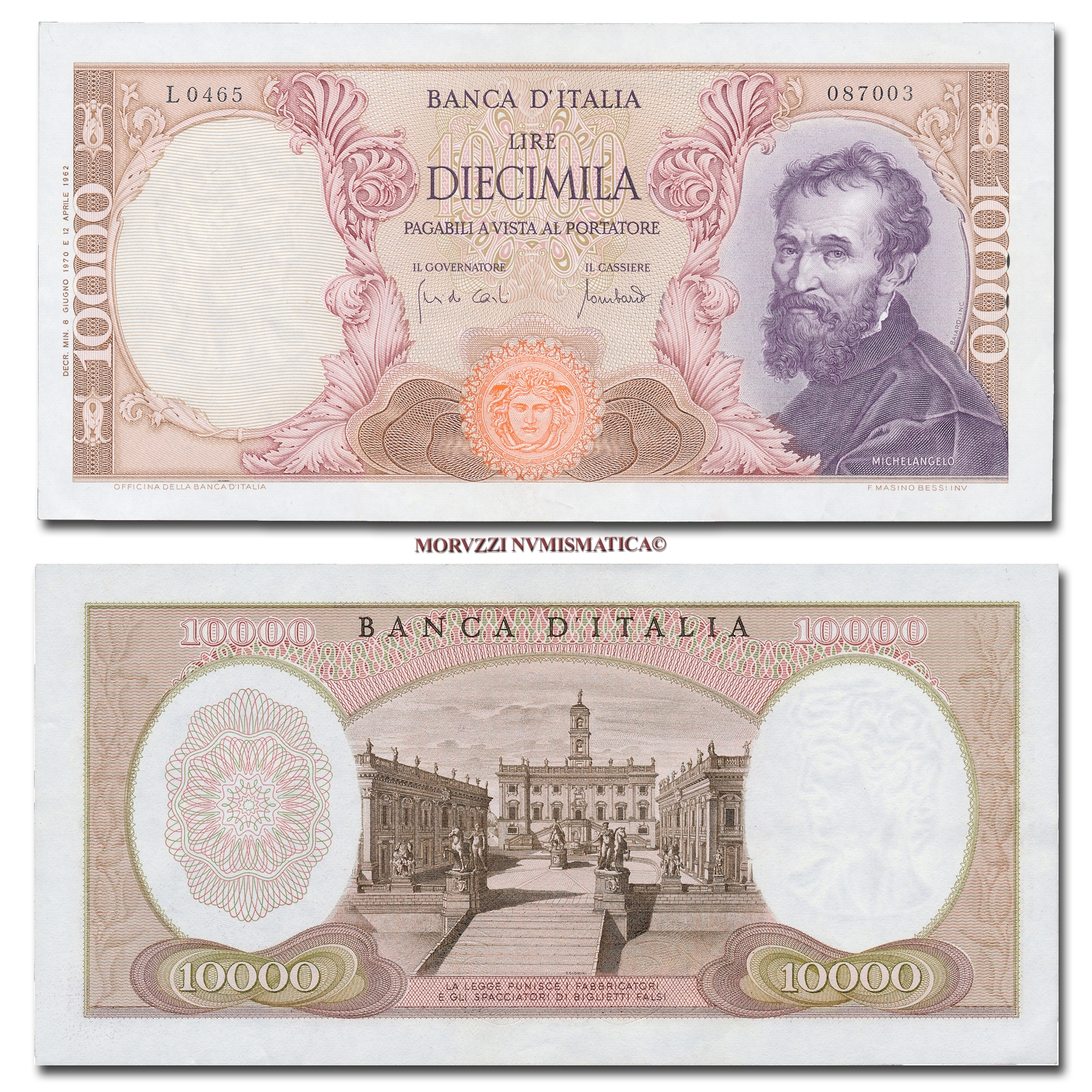 Repubblica Italiana, BANCA D'ITALIA, 10000 LIRE, 08.06.1970