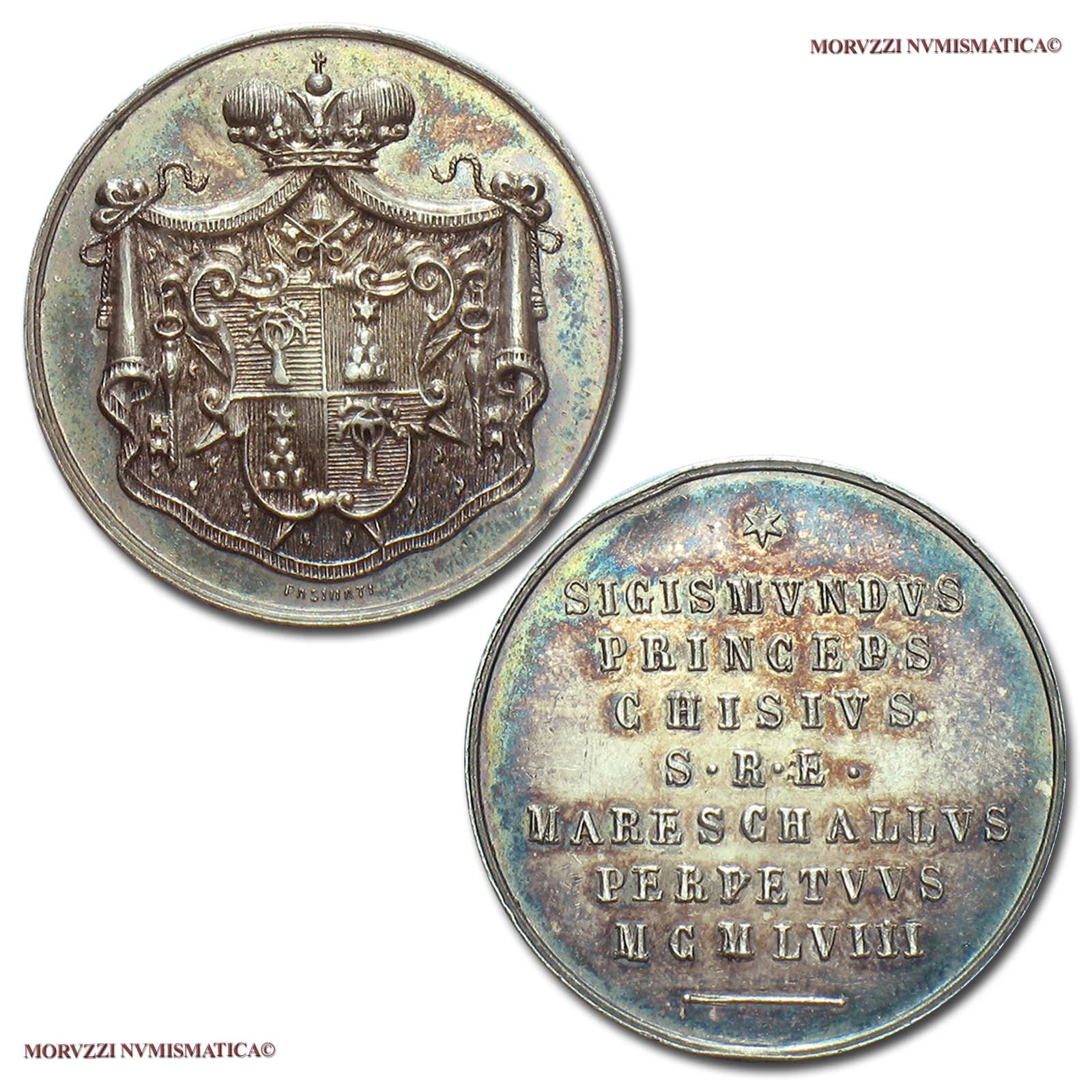 Città del Vaticano, MEDAGLIA IN ARGENTO, SEDE VACANTE 1958, Sigismondo Chigi, (Boccia 123) | Moruzzi Numismatica