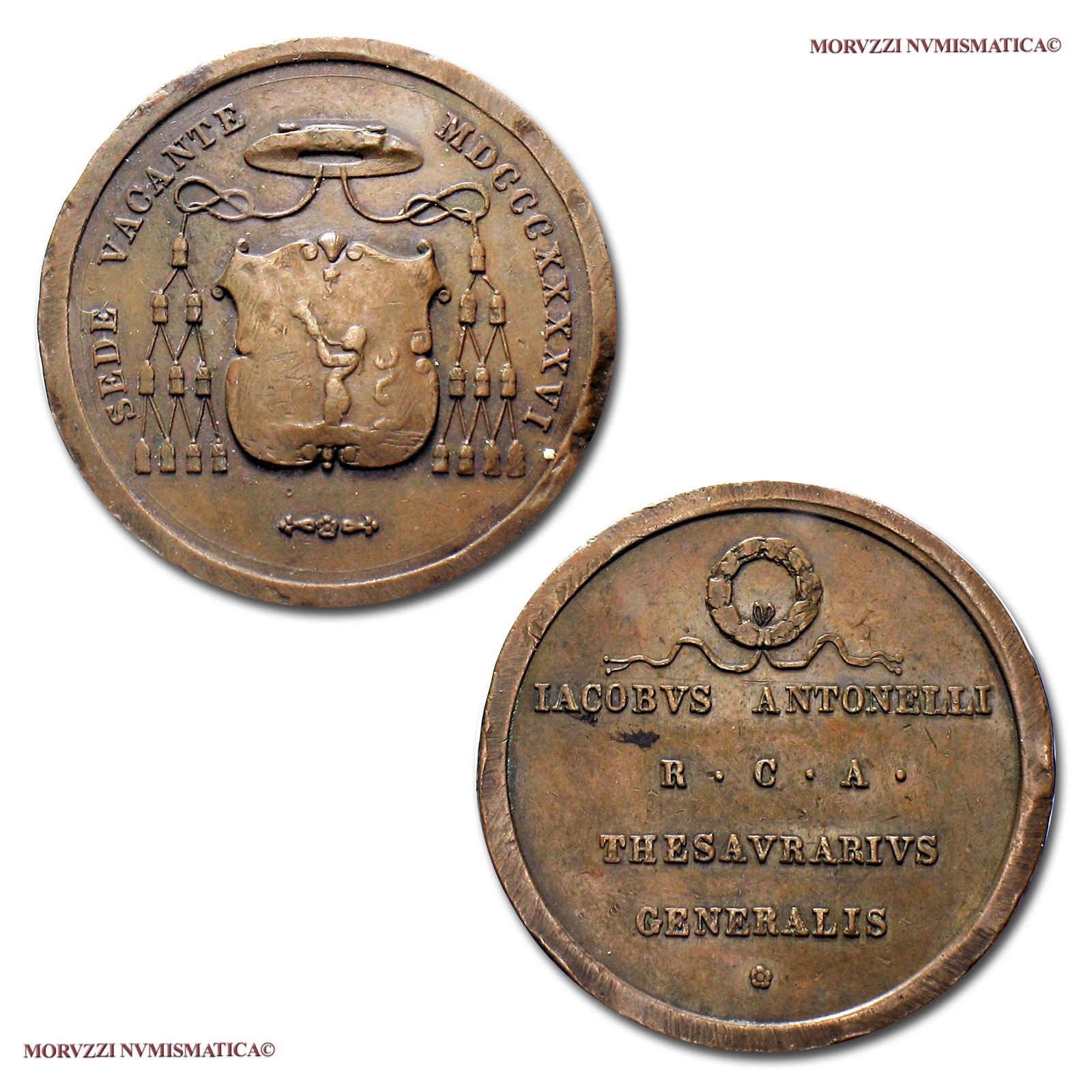 Stato Pontificio, SEDE VACANTE 1846, MEDAGLIA IN BRONZO, Generale Mons. G. Antonelli, (Boccia 101) | Moruzzi Numismatica