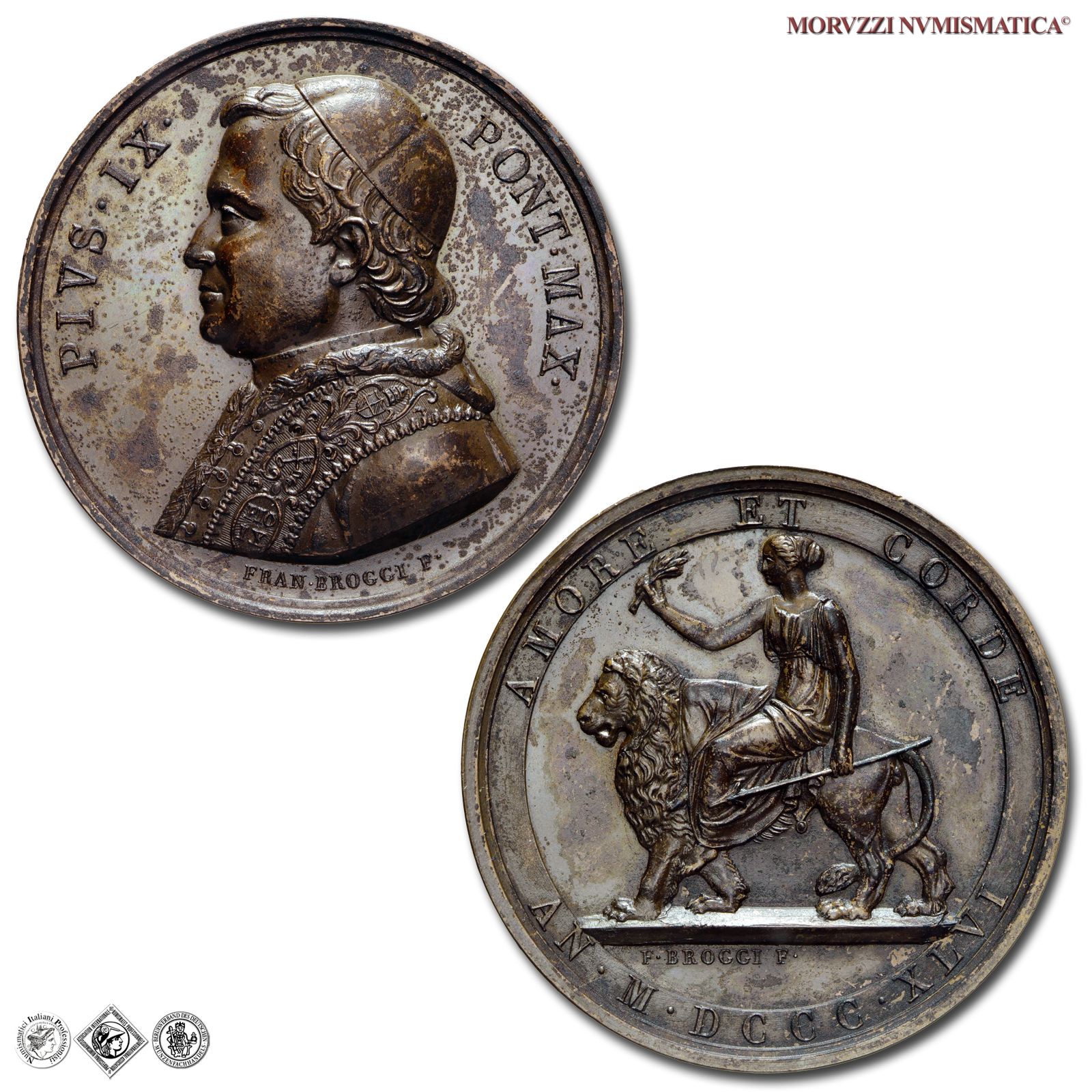Stato Pontificio, PIO IX, Mastai Ferretti, MEDAGLIA IN BRONZO, 1846, Amnistia - Amor et corde, Opus Francesco Broggi, qFDC, (RR), (Bartolotti I-29) / medaglie papali pontificie rare (medaglia papale pontificia rara da collezione) | Moruzzi Numismatica