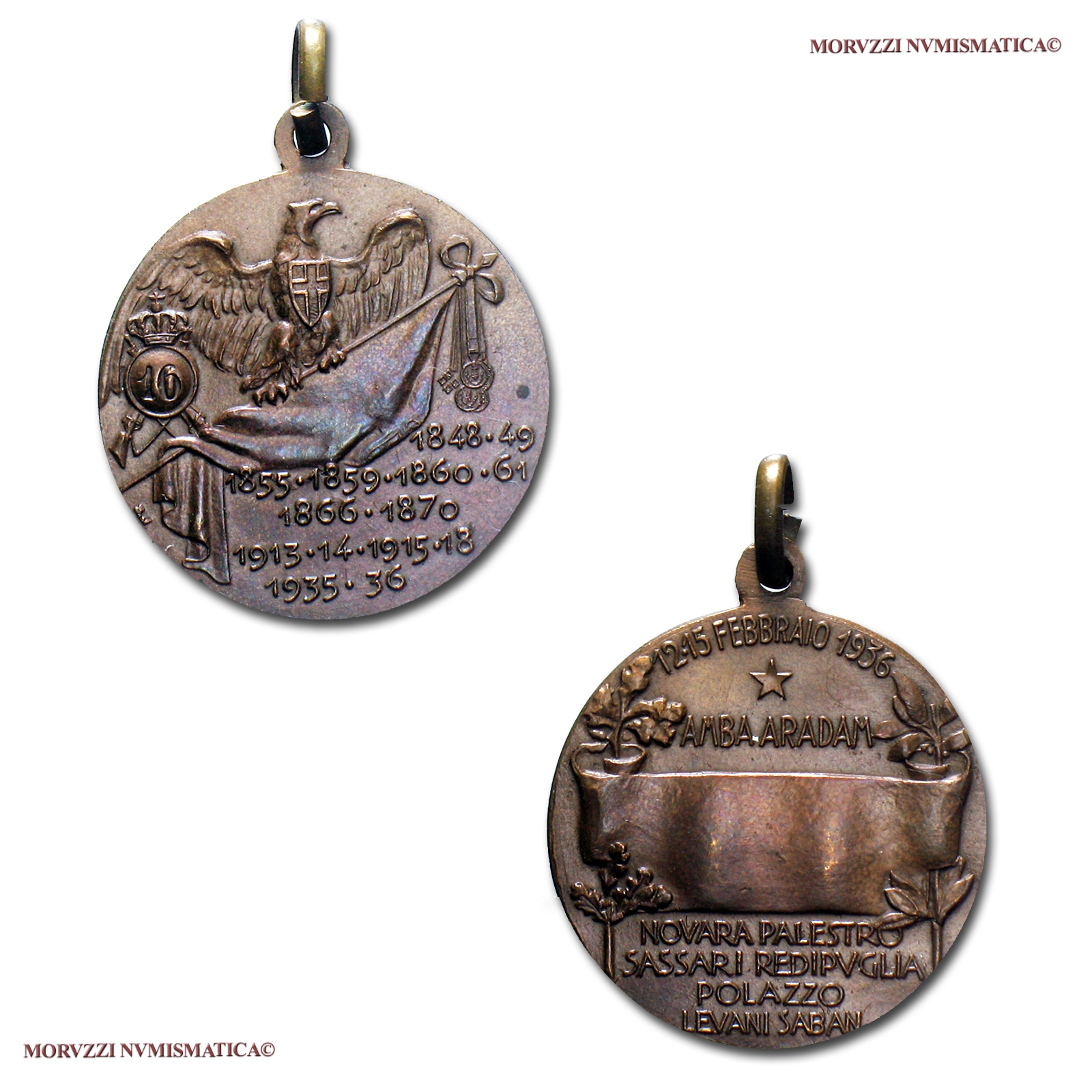Regno d'Italia, Vittorio Emanuele III, MEDAGLIA IN BRONZO, 12-15 Febbraio 1936 - Battaglia di Amba Aradam, Brigata Savona 16° reggimento, FDC, (RR) / medaglie italiane di bronzo | Moruzzi Numismatica
