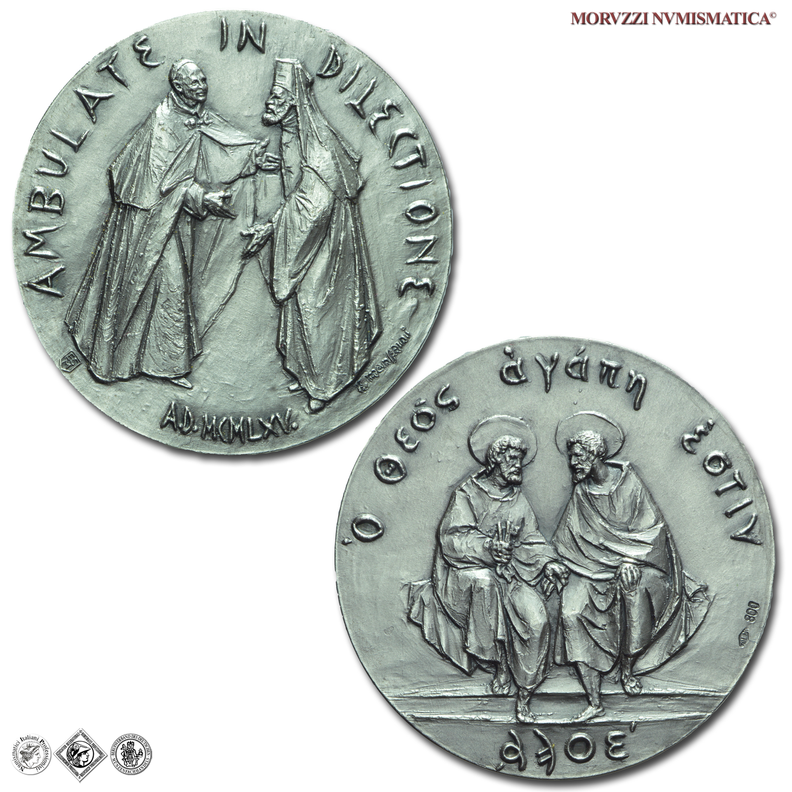 Città del Vaticano, PAOLO VI, Montini, MEDAGLIA STRAORDINARIA IN ARGENTO, 1965-1975, Decimo Anniversario della Dichiarazione Cattolico-Ortodossa, Opus Manfrini, FDC, (NC), (Macri-Marinelli 190) / medaglie papali d'argento (medaglie pontificie) | Moruzzi Numismatica