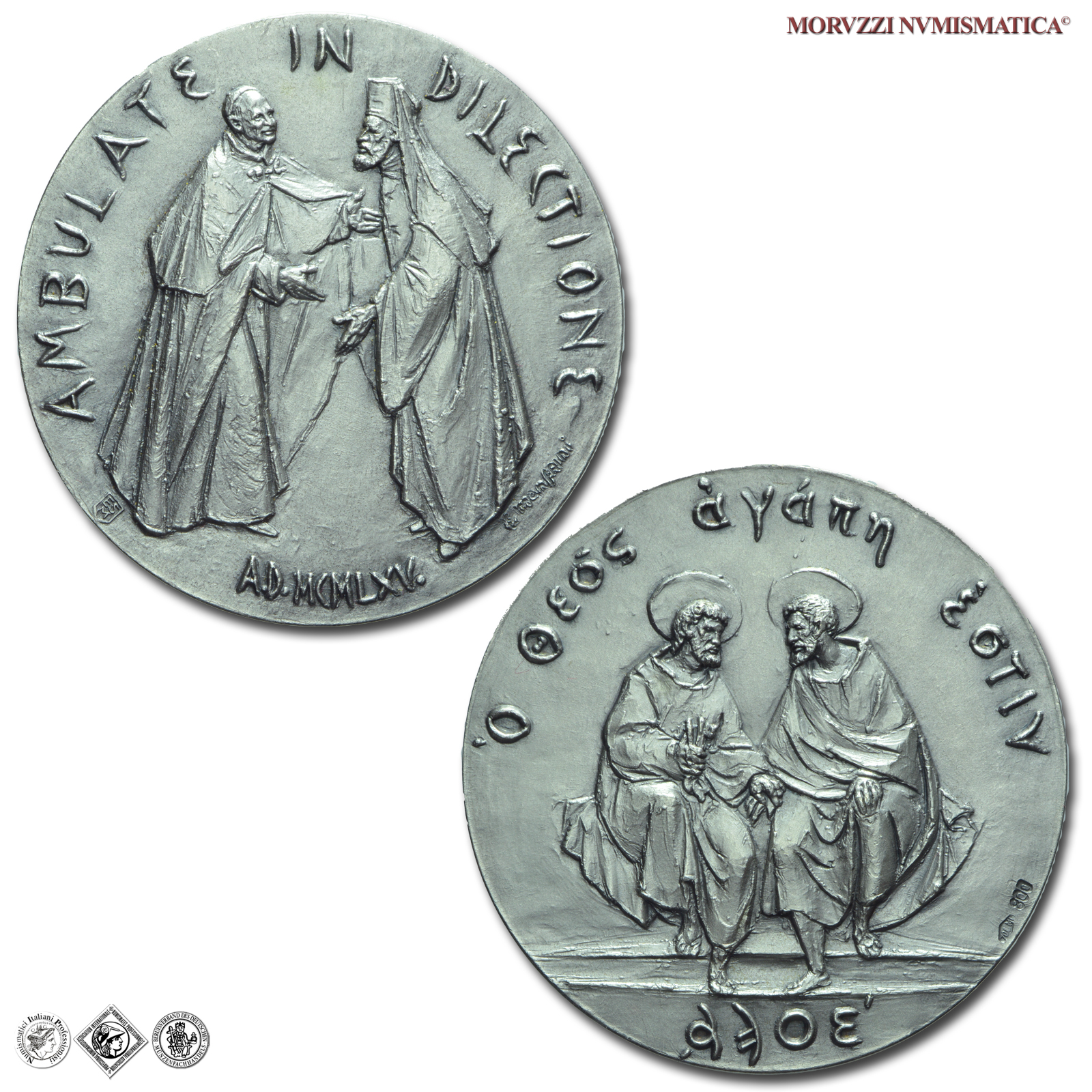 Città del Vaticano, PAOLO VI, Montini, MEDAGLIA STRAORDINARIA IN ARGENTO, 1965-1975, Decimo Anniversario della Dichiarazione Cattolico-Ortodossa, Opus Manfrini, FDC, (NC), (Macri-Marinelli 190) / medaglie papali d'argento (medaglie pontificie) | Moruzzi Numismatica