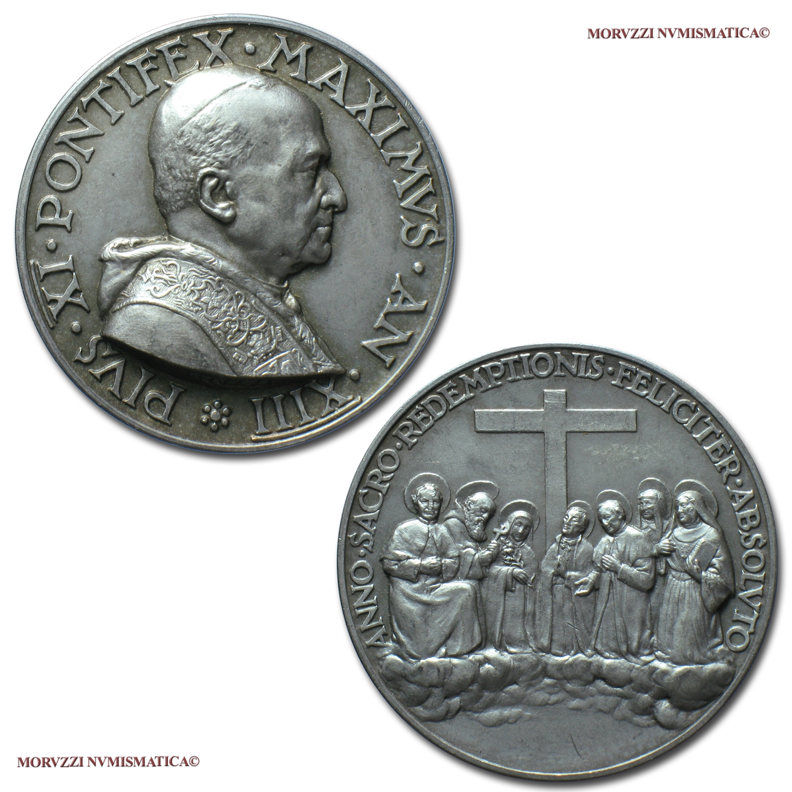 Città del Vaticano, PIO XI, MEDAGLIA ANNUALE IN ARGENTO, 1934 AN XIII, Canonizzazioni del 1934, Opus Aurelio Mistruzzi, FDC, (Bartolotti E934) / Pope Pius XI SILVER MEDALS (medaglie papali d'argento - medaglie ponticie annuali da collezione) | Moruzzi Numismatica