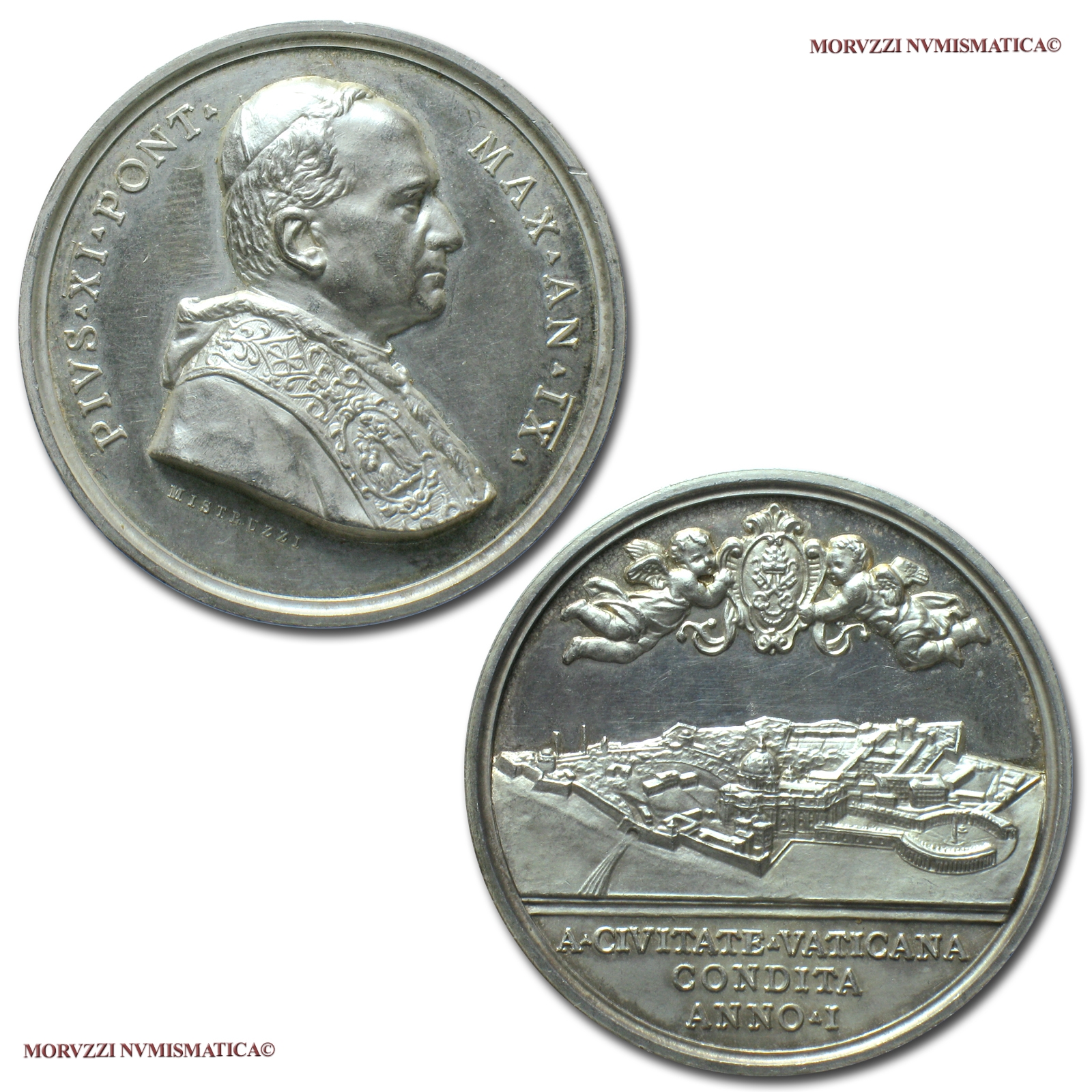 Città del Vaticano, PIO XI, MEDAGLIA ANNUALE IN ARGENTO, 1930 AN IX, I anniversario del Concordato con l'Italia, Opus Aurelio Mistruzzi, FDC, (Bartolotti E930) / Pope Pius XI Ratti SILVER MEDALS (medaglie papali d'argento - medaglie ponticie annuali) | Moruzzi Numismatica