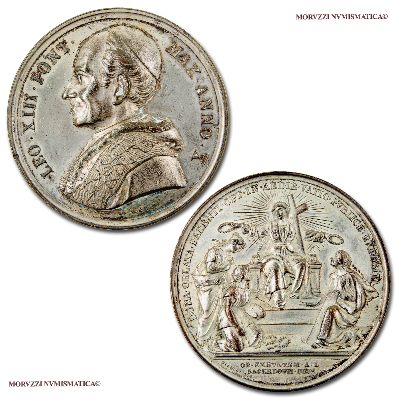 Stato Pontificio, LEONE XIII, MEDAGLIA STRAORDINARIA IN ARGENTO, ANNO X (1888), Esposizione Artistica in Vaticano, Opus Francesco Bianchi e Filippo Speranza, mSPL, (RR), (Modesti 152) / Pope Leo XIII Pecci SILVER MEDALS (medaglie papali rare d'argento) | Moruzzi Numismatica