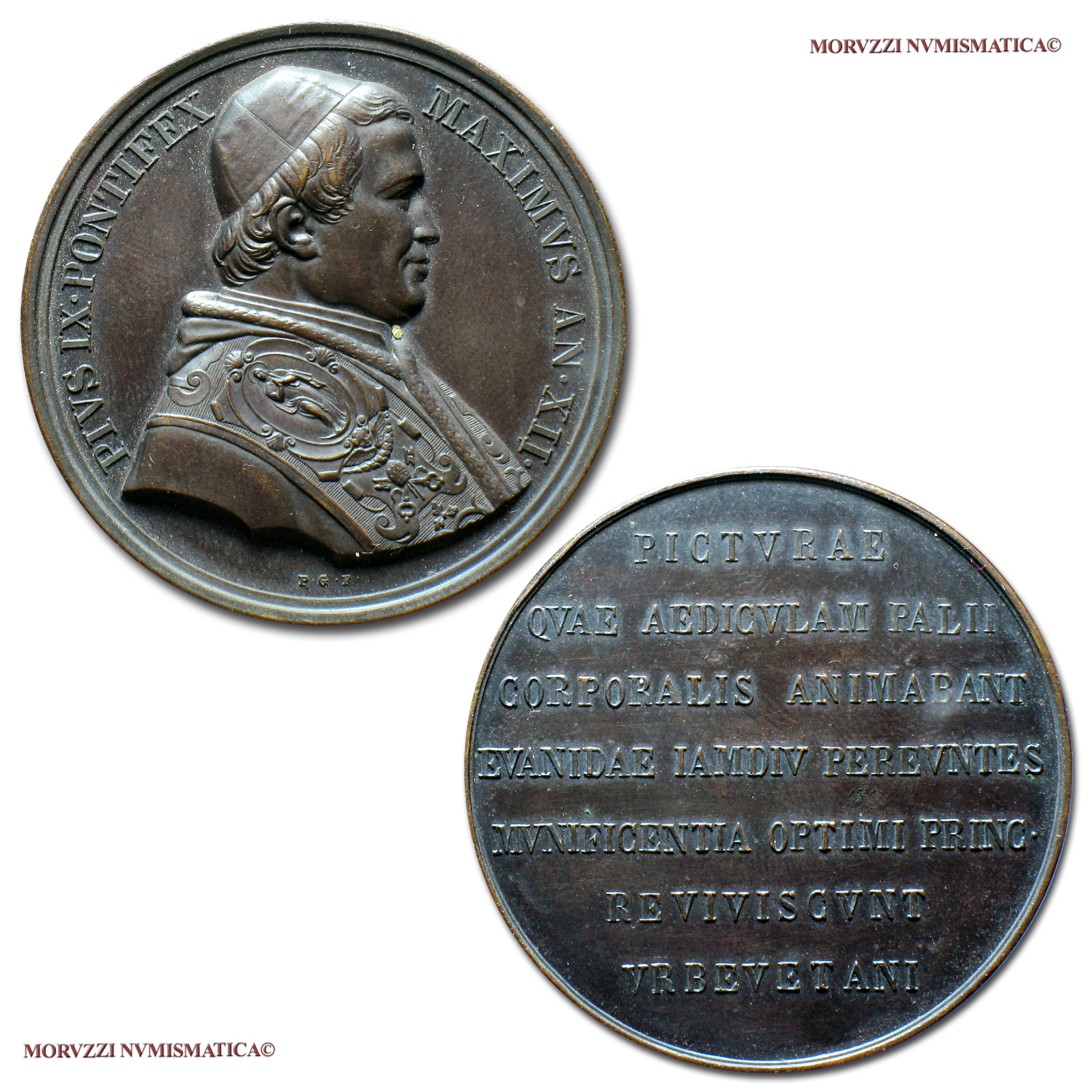 Stato Pontificio, PIO IX, MEDAGLIA STRAORDINARIA IN BRONZO, AN XII, Visita a Orvieto, Opus Pietro Girometti, qFDC, (RR), (Bartolotti XII-12) / Pope Pius IX Mastai Ferretti BRONZE MEDALS (medaglie papali rare - medaglie pontificie straordinarie) | Moruzzi Numismatica