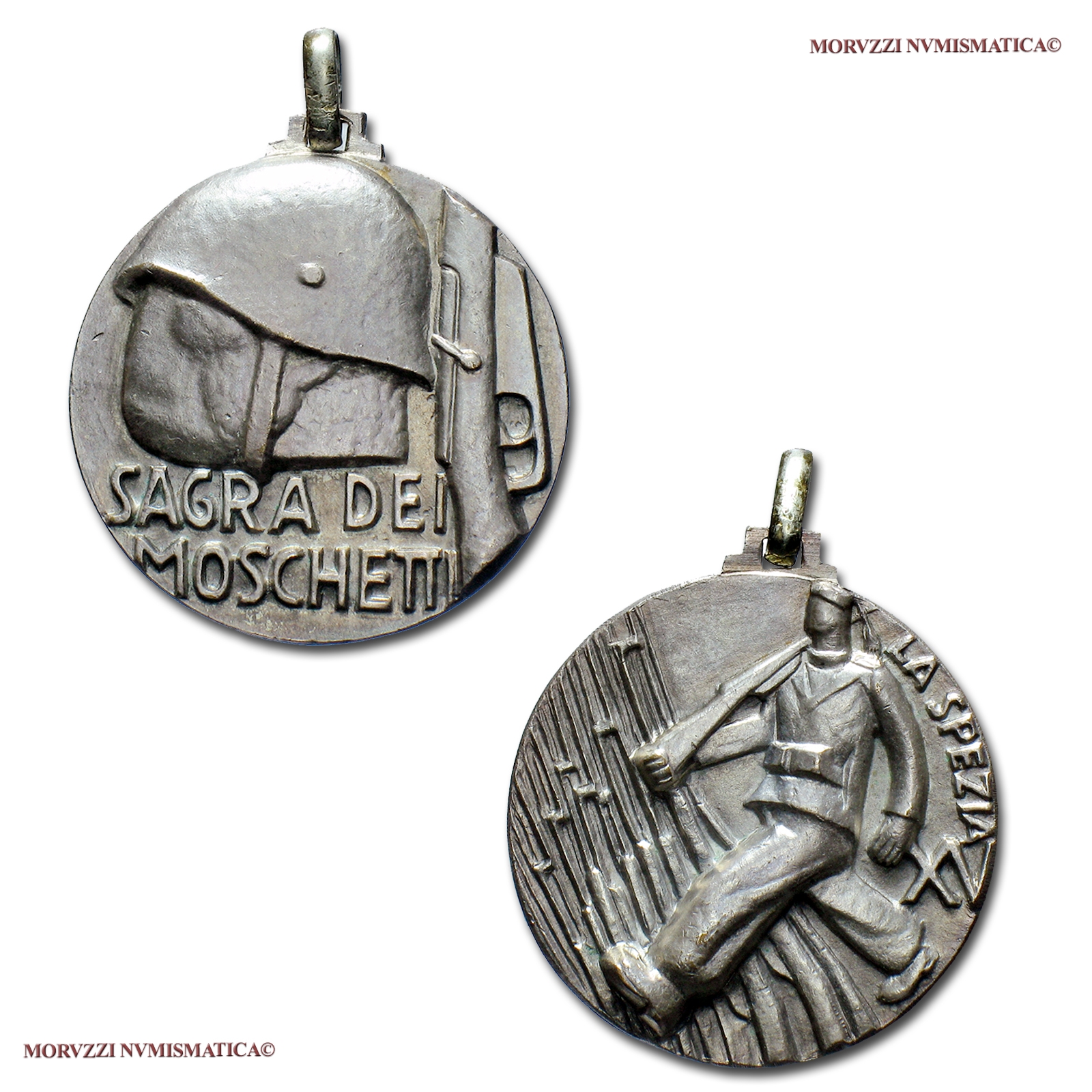 Italia, SAGRA DEI MOSCHETTI LA SPEZIA , MEDAGLIA IN METALLO BIANCO, 1937, FDC, (RR), (Casolari XV/43) / medaglie italiane rare del Ventennio Fascista (medaglie fasciste da collezione - medaglia rara epoca fascista) | Moruzzi Numismatica