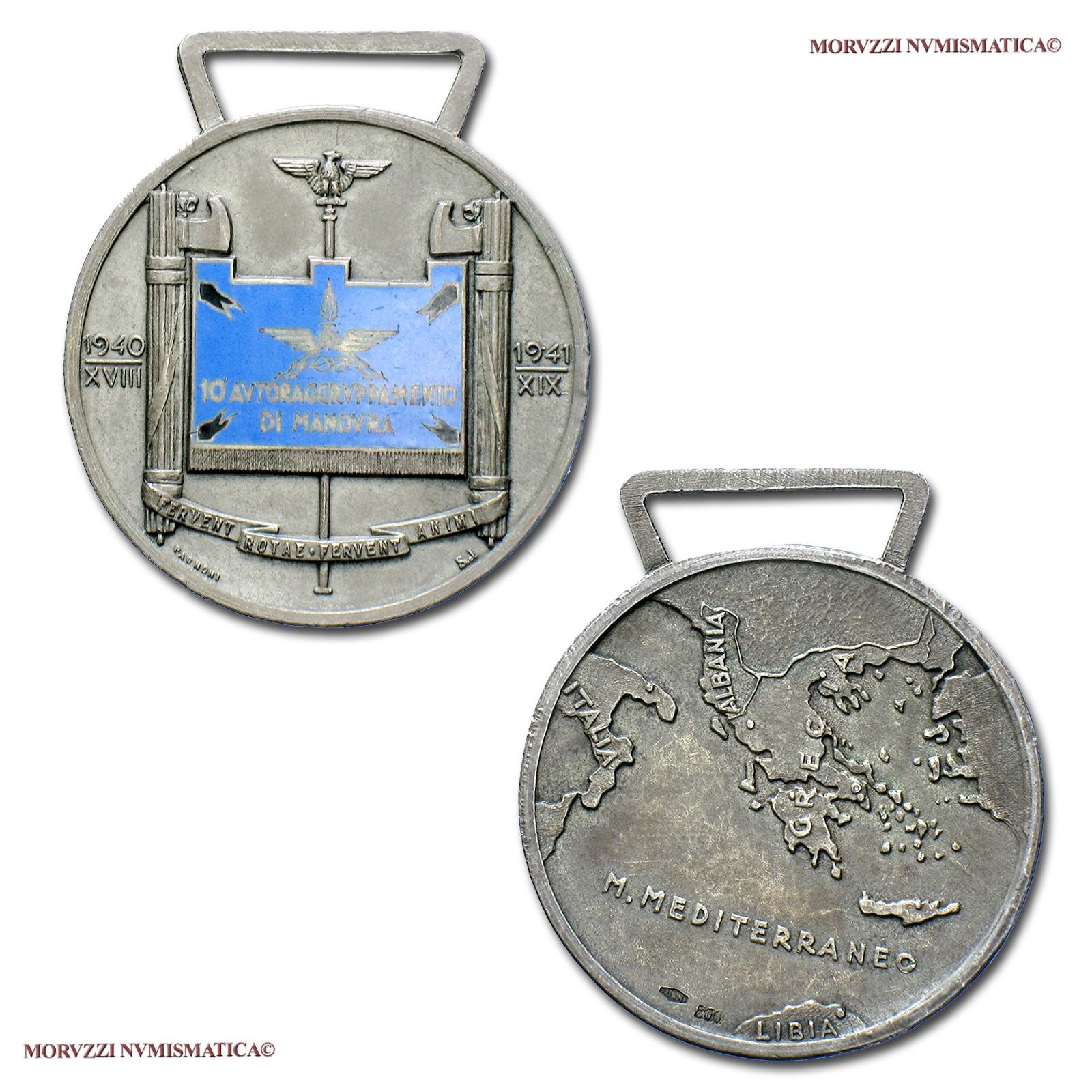 Italia, 10° AUTORAGGRUPPAMENTO DI MANOVRA, MEDAGLIA IN ARGENTO, 1940 XVIII - 1941 XIX, Opus Pagnoni, mSPL, (RR) / medaglie italiane d'argento rare del Ventennio Fascista (medaglie fasciste da collezione - epoca fascista - fascismo italiano) | Moruzzi Numismatica