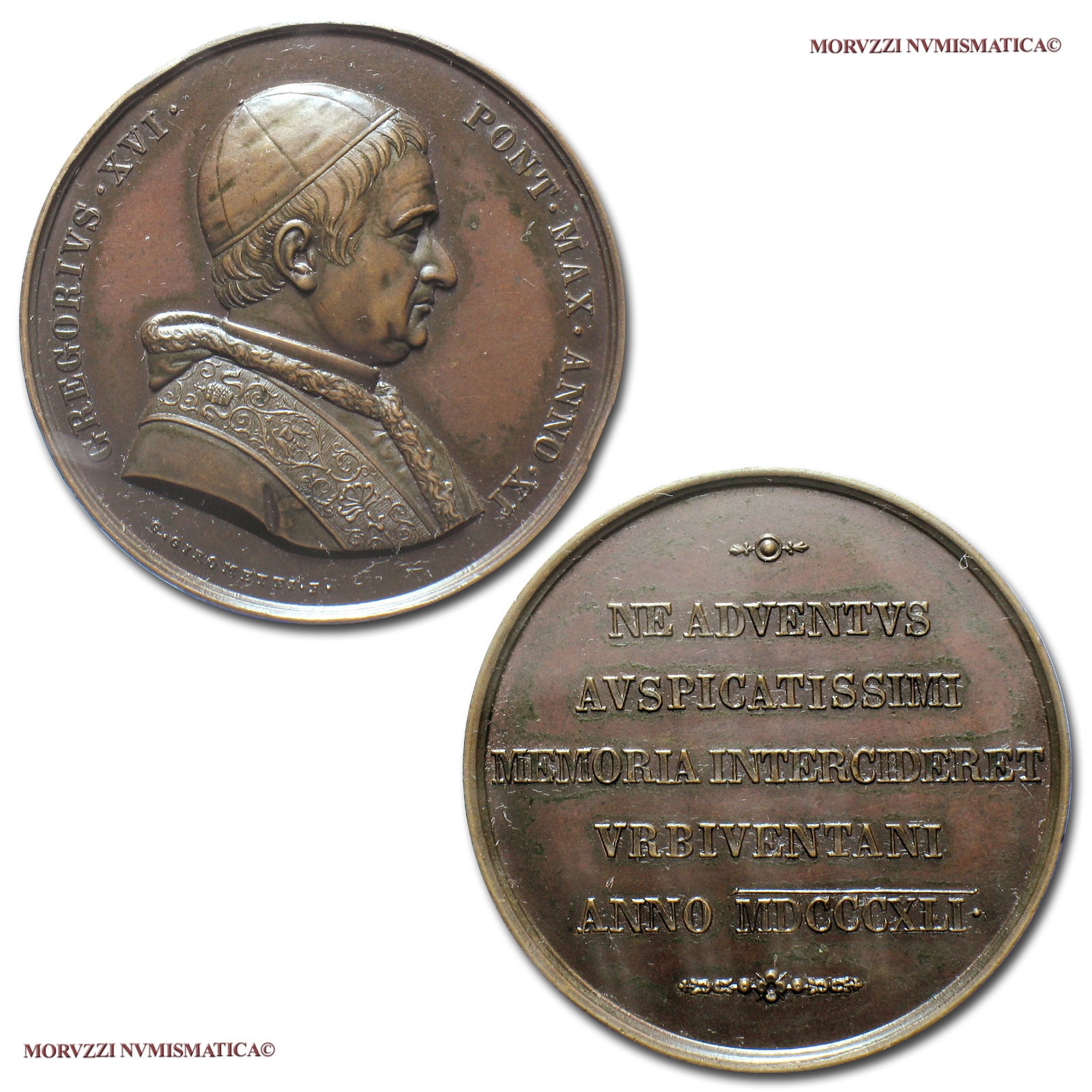 Stato Pontificio, GREGORIO XVI, MEDAGLIA STRAORDINARIA IN BRONZO, 1841 ANNO XI, Visita a Orvieto, Opus Giuseppe Girometti, qFDC, (R), (Boccia 138) / Pope Gregory XVI BRONZE MEDALS (medaglie papali - medaglie pontificie straordinarie rare) | Moruzzi Numismatica