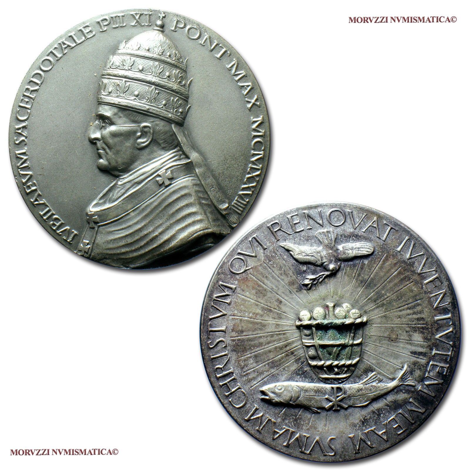 Città del Vaticano, PIO XI, MEDAGLIA STRAORDINARIA IN METALLO BIANCO, 1929, Giubileo Sacerdotale, Opus Egidio Boninsegna, FDC, (RR), (Cusumano-Modesti 186) / Pope Pius XI Ratti WHITE METAL MEDALS (medaglie papali rare - medaglie pontificie straordinarie) | Moruzzi Numismatica