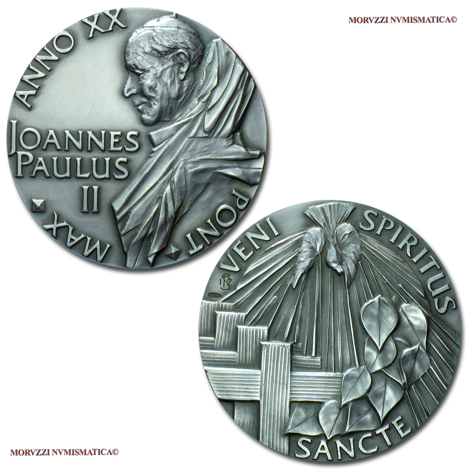 Città del Vaticano, GIOVANNI PAOLO II, MEDAGLIA ANNUALE IN ARGENTO, 1998 ANNO XX, Preparazione al Giubileo del 2000: Veni Spiritus Sancte, Opus Otmar Oliva, FDC, (Di Virgilio 229) / Papież Jan Paweł II Karol Józef Wojtyła (medaglie papali d'argento) | Moruzzi Numismatica
