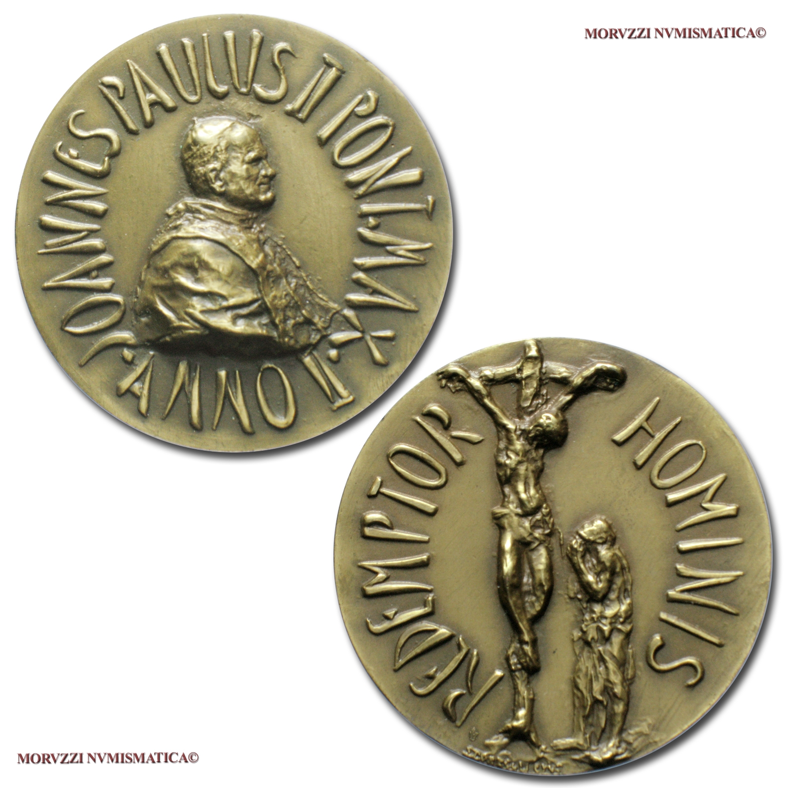 Città del Vaticano, GIOVANNI PAOLO II, MEDAGLIA ANNUALE IN BRONZO DORATO, 1980 ANNO II, Enciclica Redemptor Hominis, Opus Lello Scorzelli, FDC, (Di Virgilio 17) / Papież Jan Paweł II Karol Józef Wojtyła (medaglie papali) Pope John Paul II BRONZE MEDALS | Moruzzi Numismatica