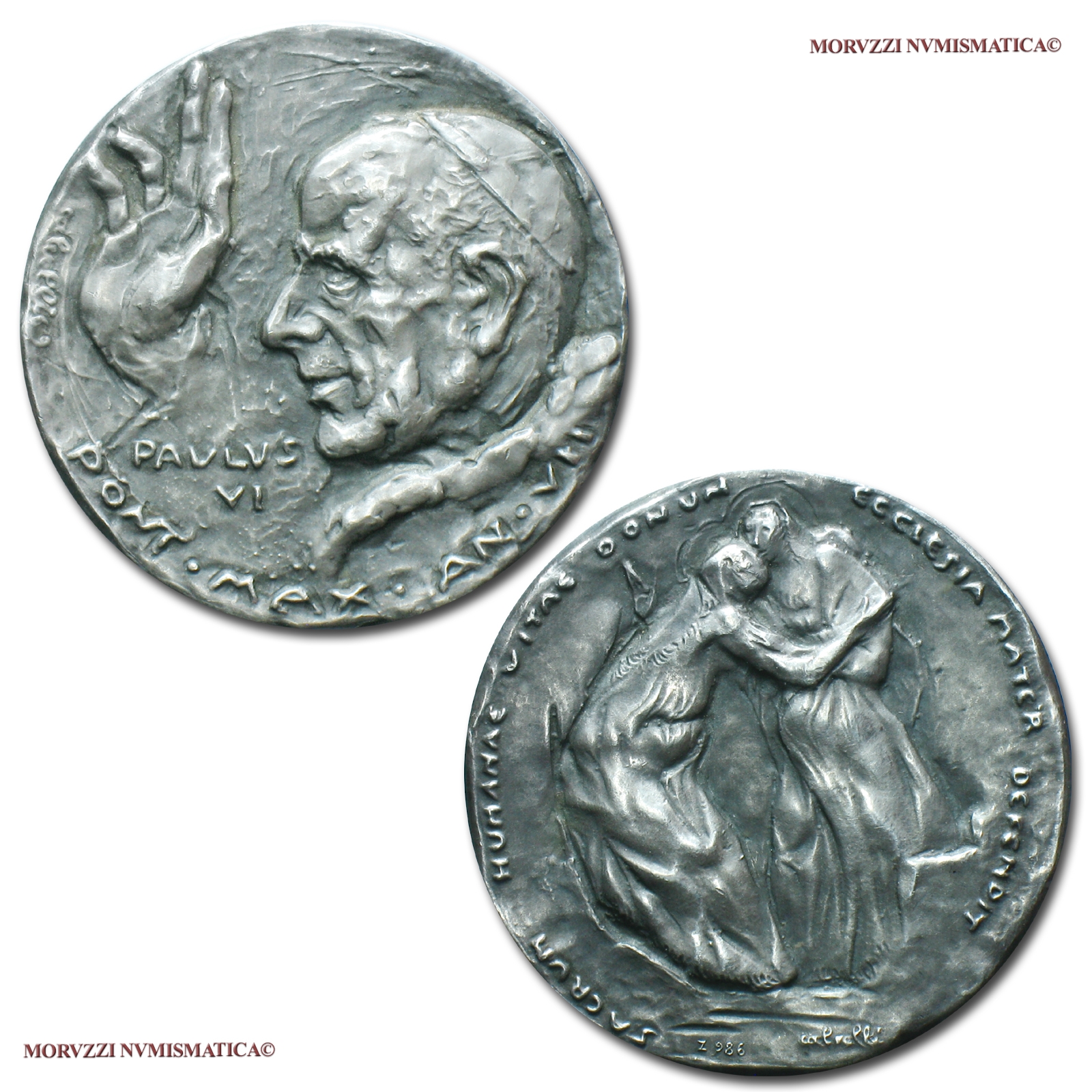 Città del Vaticano, PAOLO VI, MEDAGLIA ANNUALE IN ARGENTO, 1969 AN VII, Enciclica Humanae Vitae, Opus Ettore Calvelli, FDC, (De Luca 332) / Pope Paul VI Montini SILVER MEDALS (medaglie papali - medaglie pontificie annuali) | Moruzzi Numismatica