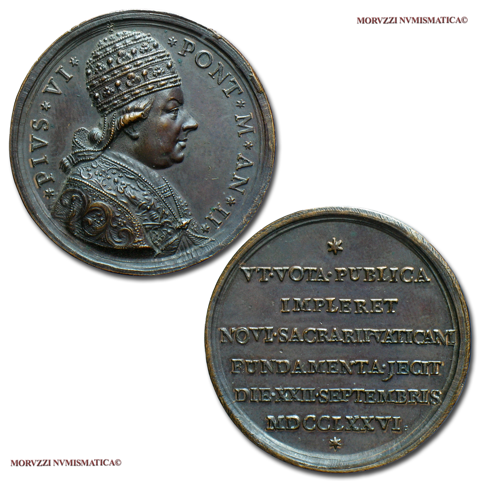 Stato Pontificio, PIO VI, MEDAGLIA STRAORDINARIA IN BRONZO, 1776 AN II, La Canonica di San Pietro, mSPL, (R), (Patrignani 21) / Pope Pius VI Braschi BRONZE MEDALS (medaglie papali rare - medaglie pontificie straordinarie) | Moruzzi Numismatica