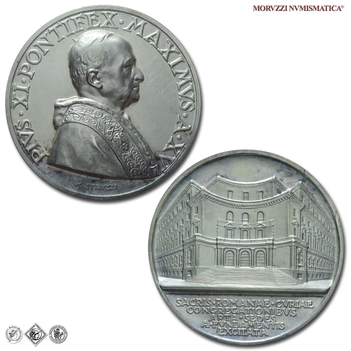 Città del Vaticano, PIO XI, Ratti, MEDAGLIA ANNUALE IN ARGENTO, 1936 A XV, Nuova Sede della Curia Romana, Opus Aurelio Mistruzzi, FDC, (Bartolotti E936) / medaglie papali pontificie annuali d'argento | Moruzzi Numismatica