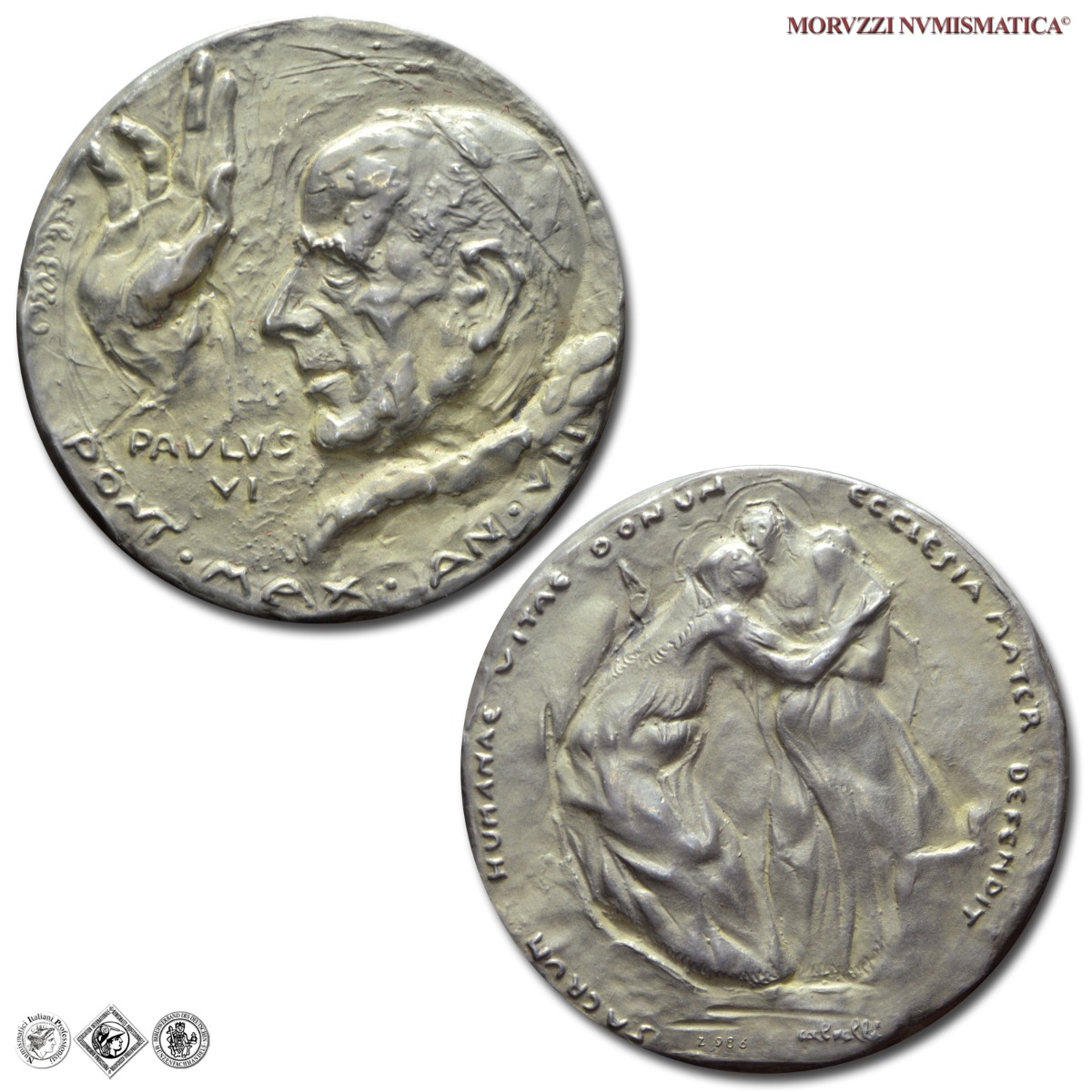 Città del Vaticano, PAOLO VI, Montini, MEDAGLIA ANNUALE IN ARGENTO, 1969 AN VII, Enciclica Humanae Vitae, Opus Ettore Calvelli, FDC, (De Luca 332) / medaglie papali pontificie annuali d'argento | Moruzzi Numismatica