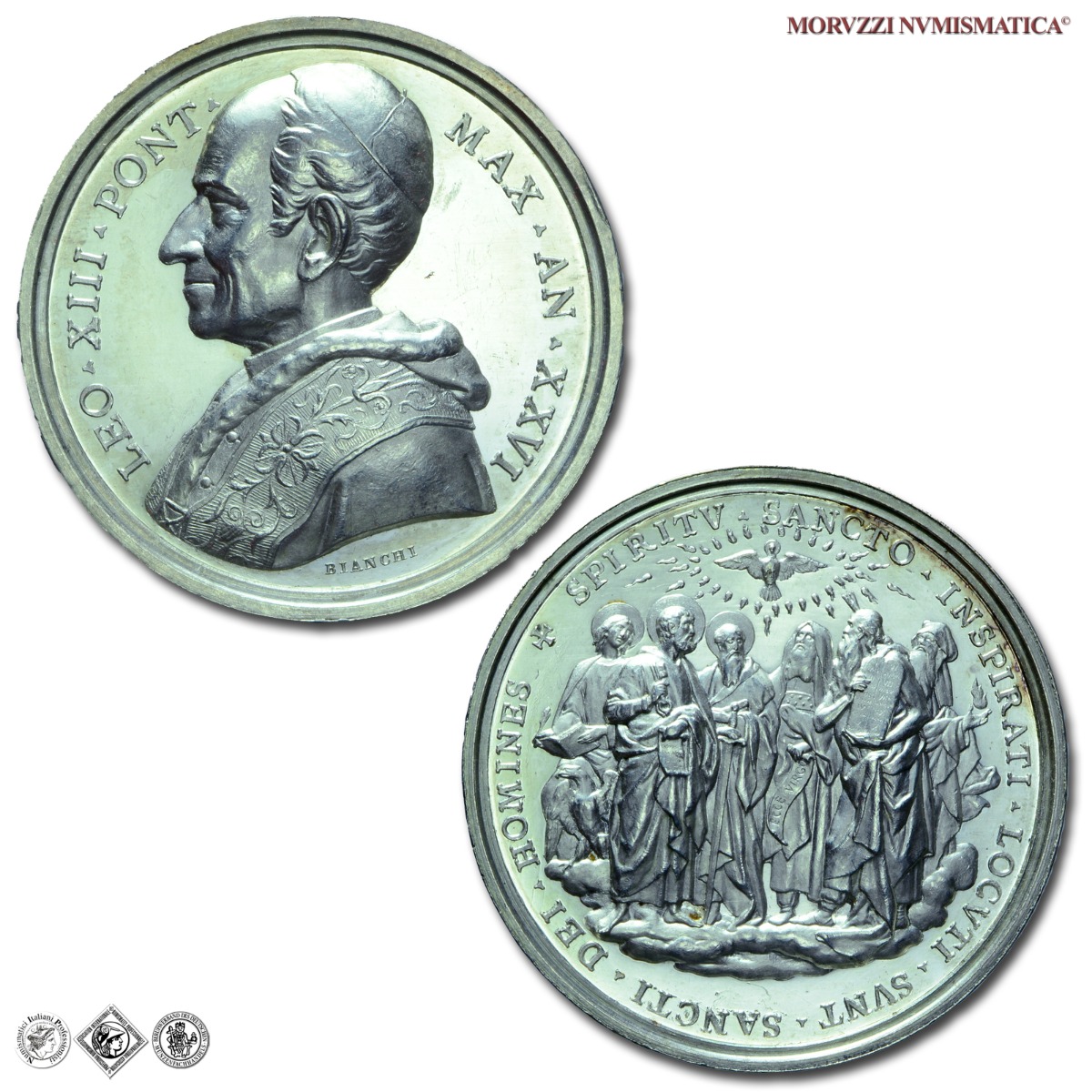 Stato Pontificio, LEONE XIII, Pecci, MEDAGLIA ANNUALE IN ARGENTO, AN XXVI (1903), Commissione per gli studi biblici, Opus Francesco Bianchi, FDC, (NC), (Bartolotti E903) / medaglie papali pontificie annuali d'argento | Moruzzi Numismatica