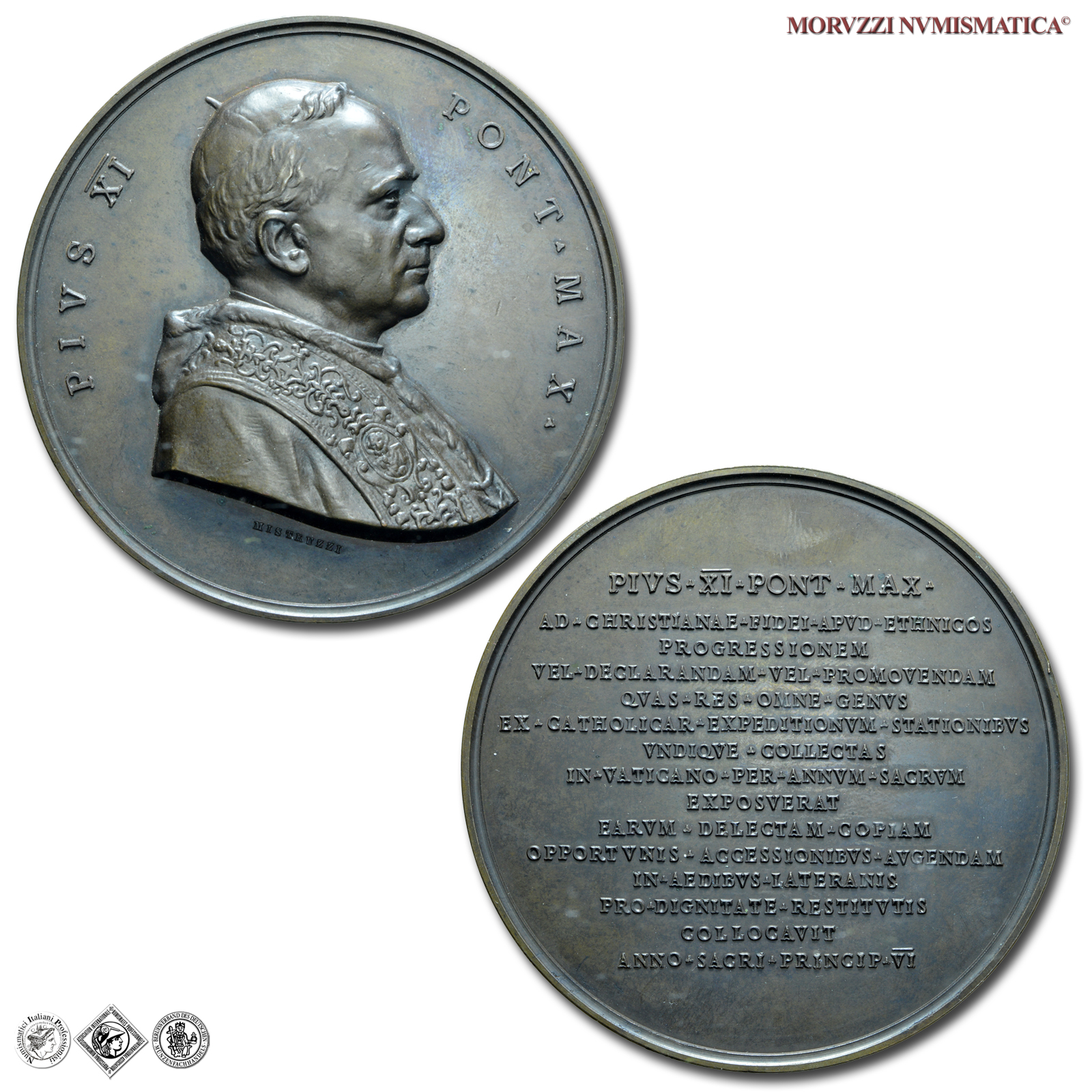 Città del Vaticano, PIO XI, Ratti, MEDAGLIA STRAORDINARIA IN BRONZO, 1927, Museo Missionario Etnologico Laterano, Opus Aurelio Mistruzzi, qFDC, (R), (Cusumano-Modesti 150) / medaglie papali straordinarie rare (medaglie pontificie da collezione) | Moruzzi Numismatica