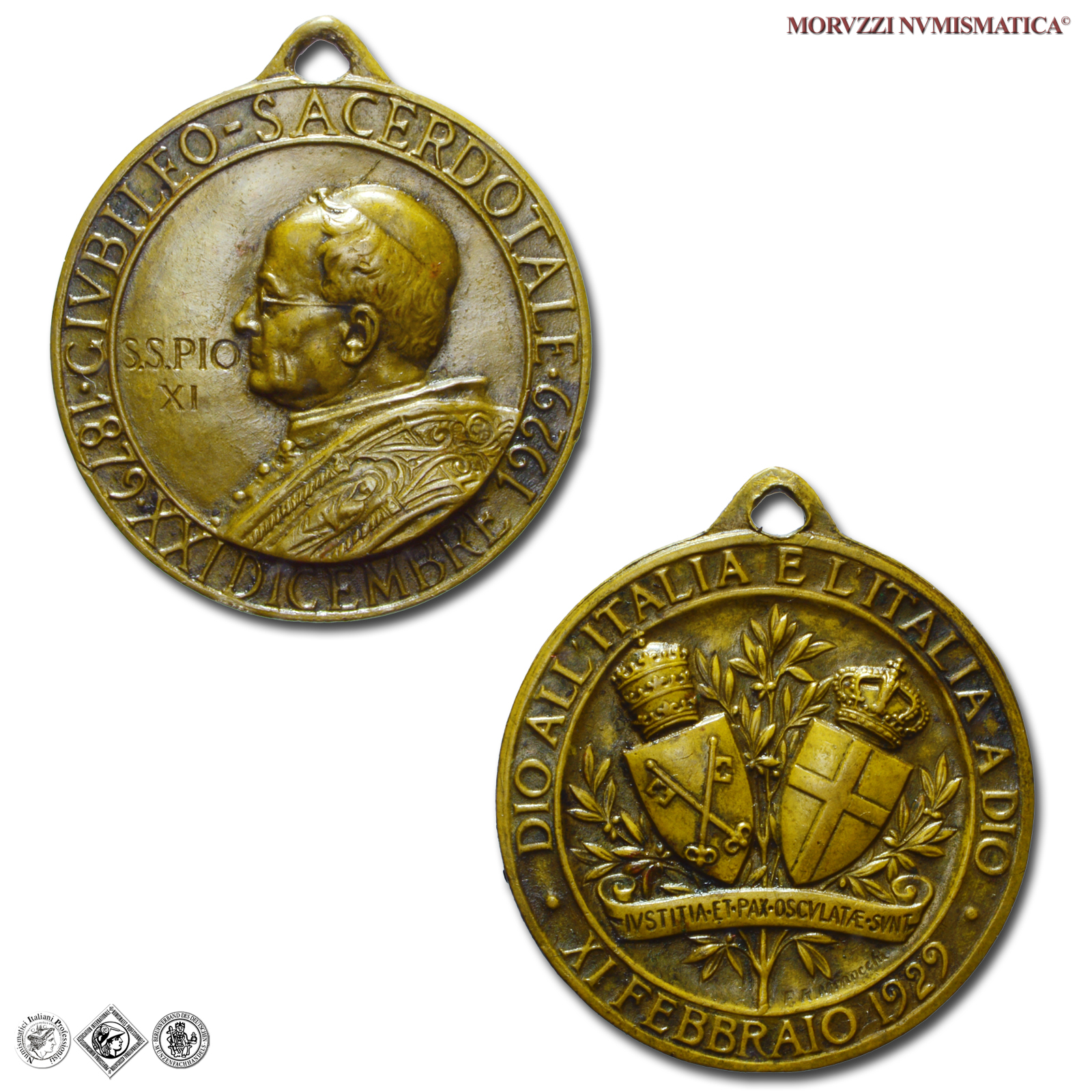 Stato Pontificio, PIO XI, Ratti, MEDAGLIA STRAORDINARIA IN BRONZO, 1929, Giubileo Sacerdotale - Dio all'Italia, Opus P. R. Minocchi, SPL, (NC), (Calò 6) / medaglie papali straordinarie (medaglie pontificie da collezione) | Moruzzi Numismatica
