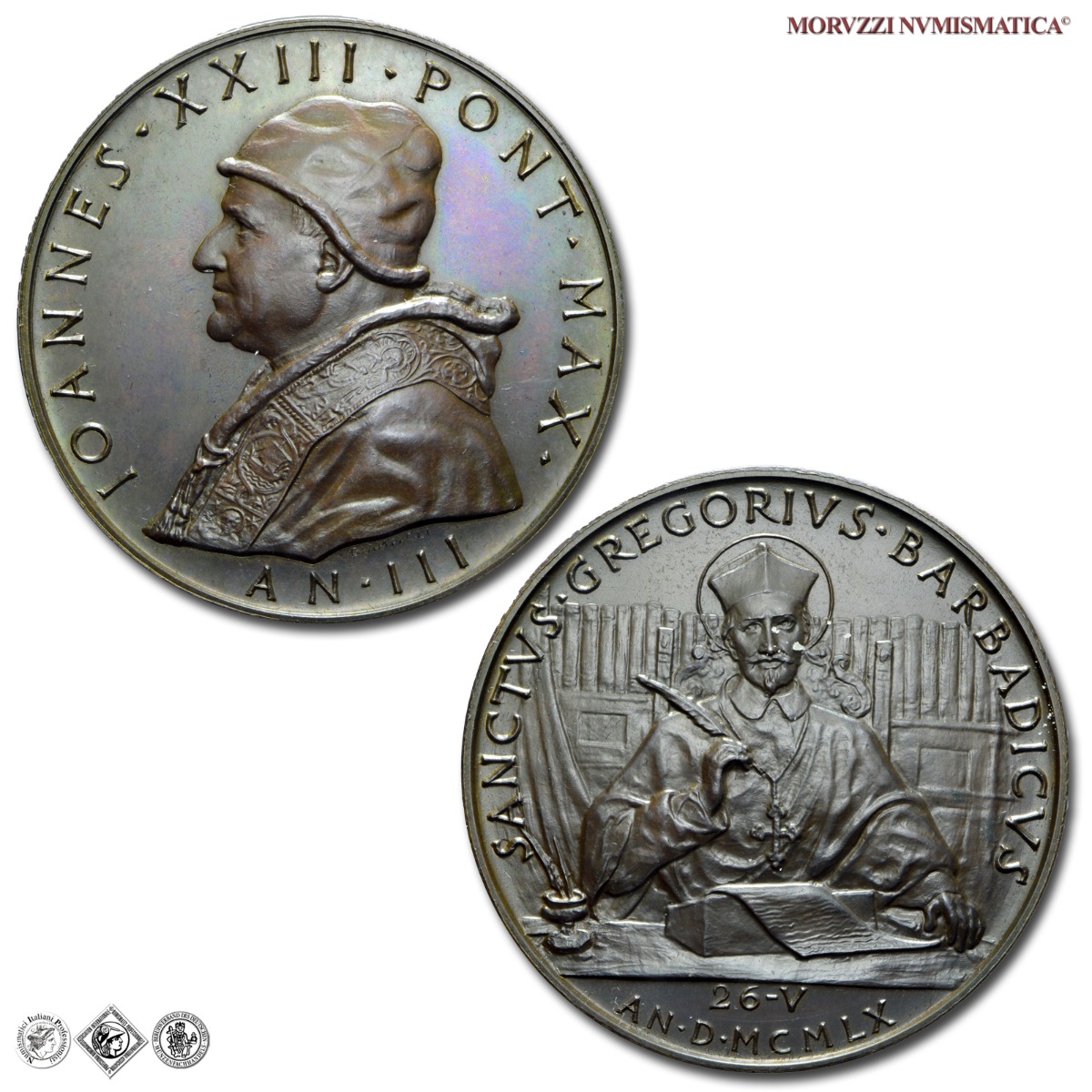 Città del Vaticano, GIOVANNI XXIII, Roncalli, MEDAGLIA ANNUALE IN BRONZO, AN III (1961), Canonizzazione di Gregorio Barbadico, Opus Pietro Giampaoli, FDC, (Bartolotti E961) / medaglie papali pontificie annuali da collezione | Moruzzi Numismatica