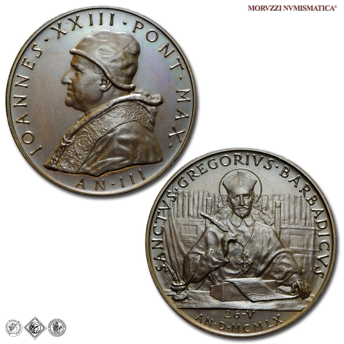 Città del Vaticano, GIOVANNI XXIII, Roncalli, MEDAGLIA ANNUALE IN BRONZO, AN III (1961), Canonizzazione di Gregorio Barbadico, Opus Pietro Giampaoli, FDC, (Bartolotti E961) / medaglie papali pontificie annuali da collezione | Moruzzi Numismatica