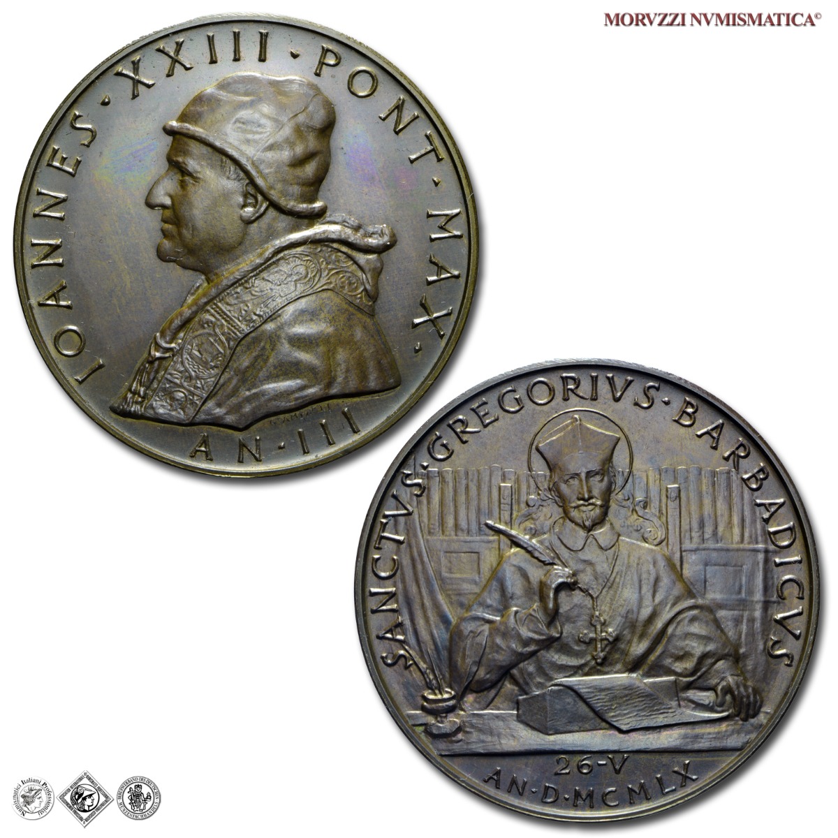 Città del Vaticano, GIOVANNI XXIII, Roncalli, MEDAGLIA ANNUALE IN BRONZO, AN III (1961), Canonizzazione di Gregorio Barbadico, Opus Pietro Giampaoli, FDC, (Bartolotti E961) / medaglie papali pontificie annuali da collezione | Moruzzi Numismatica