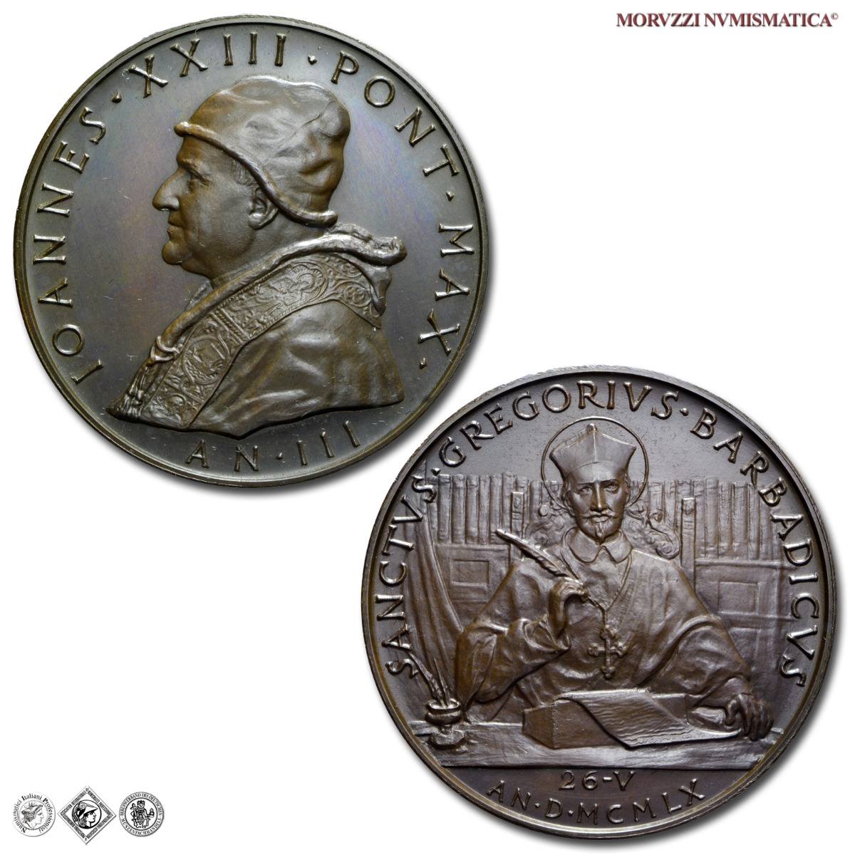 Città del Vaticano, GIOVANNI XXIII, Roncalli, MEDAGLIA ANNUALE IN BRONZO, AN III (1961), Canonizzazione di Gregorio Barbadico, Opus Pietro Giampaoli, FDC, (Bartolotti E961) / medaglie papali pontificie annuali da collezione | Moruzzi Numismatica