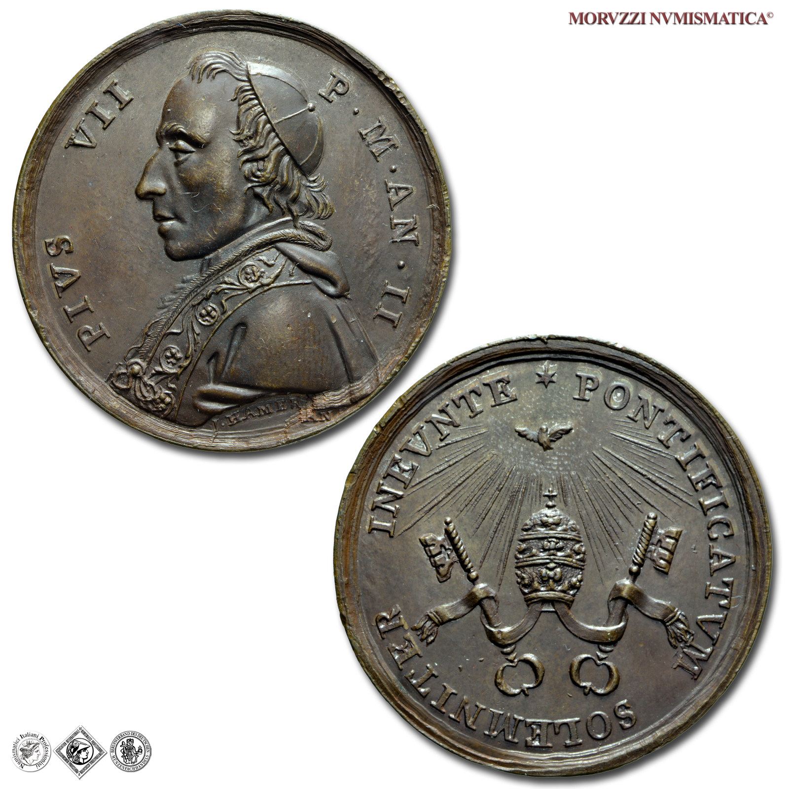 Stato Pontificio, PIO VII, Chiaramonti, MEDAGLIA STRAORDINARIA IN BRONZO, AN II, Possesso del Laterano, Opus Giovanni Hameran, qFDC, (R), (Patrignani 7) / medaglie papali straordinarie rare (medaglie pontificie da collezione) | Moruzzi Numismatica