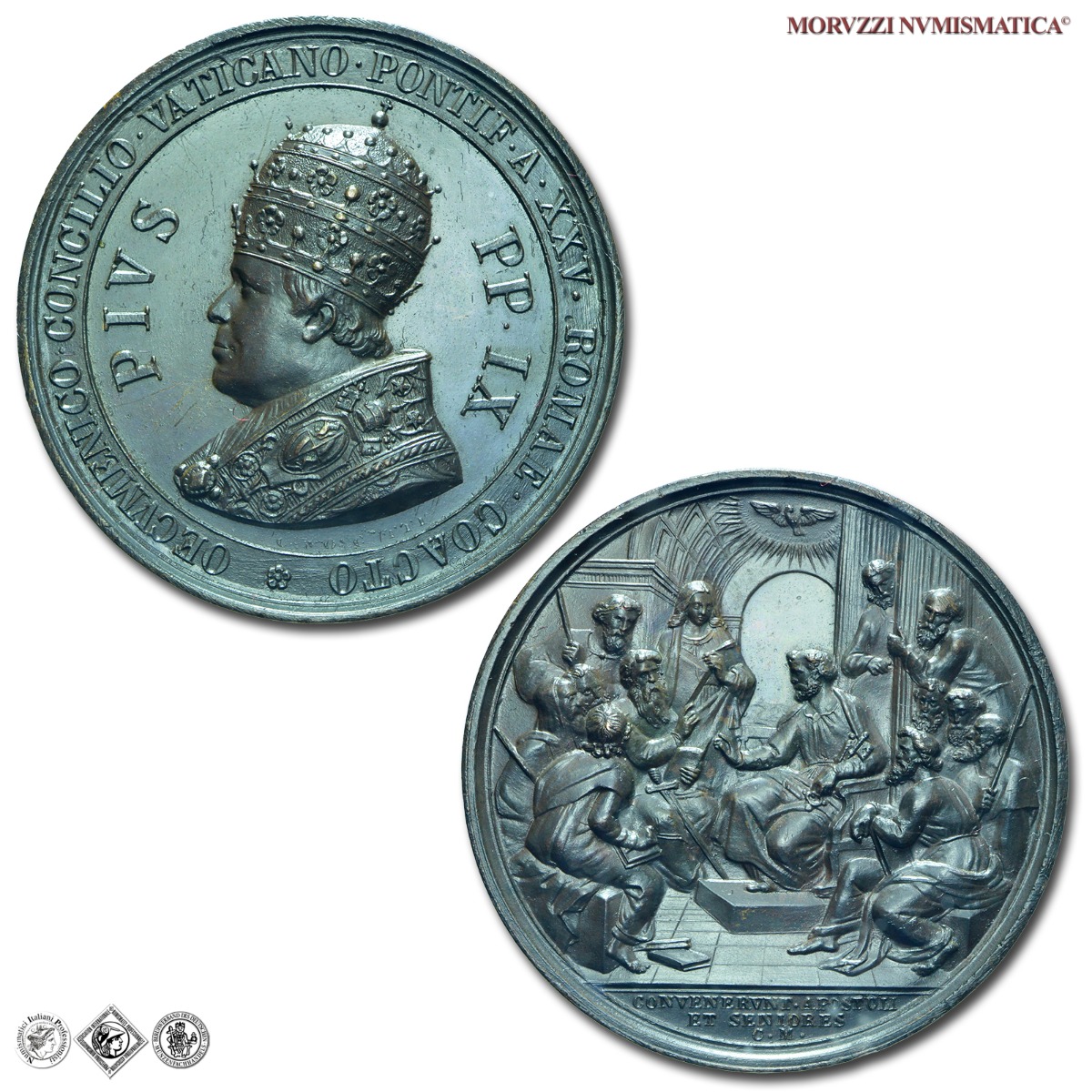 Stato Pontificio, PIO IX, Mastai Ferretti, MEDAGLIA STRAORDINARIA IN BRONZO, 1870 A XXV, Chiusura XX Concilio Ecumenico, Opus Carlo Moscetti, qFDC, (Bartolotti XXV-12) / medaglie papali pontificie straordinarie da collezione | Moruzzi Numismatica