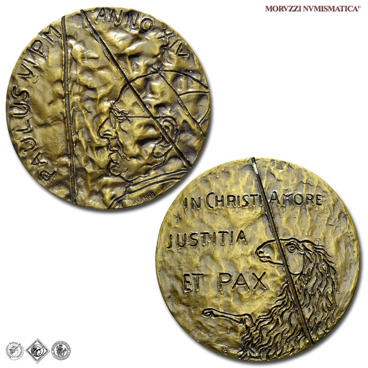 Città del Vaticano, PAOLO VI, Montini, MEDAGLIA ANNUALE IN BRONZO, 1976 ANNO XIV, In Cristo Amore e Pace, Opus Agenore Fabbri, FDC, (Macri-Marinelli 415) / medaglie papali pontificie annuali da collezione | Moruzzi Numismatica
