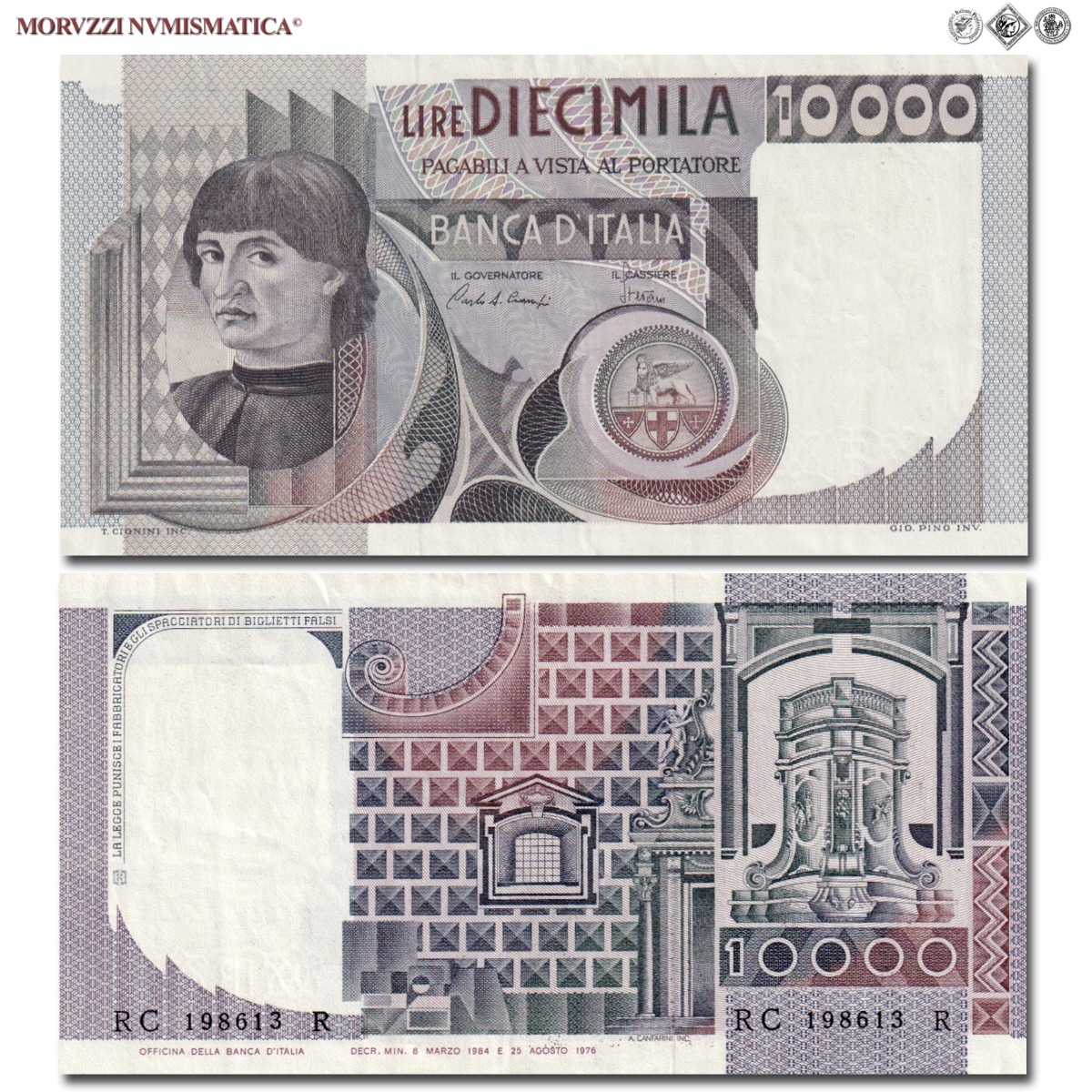 Repubblica Italiana, BANCA D'ITALIA, 10000 LIRE, 08.03.1984, Busto d'uomo del Castagno - Machiavelli, Firme: Ciampi, Stevani, SPL, (Crapanzano 584) / banconote italiane (cartamoneta italiana da collezione - banconota da 10.000 lire) | Moruzzi Numismatica